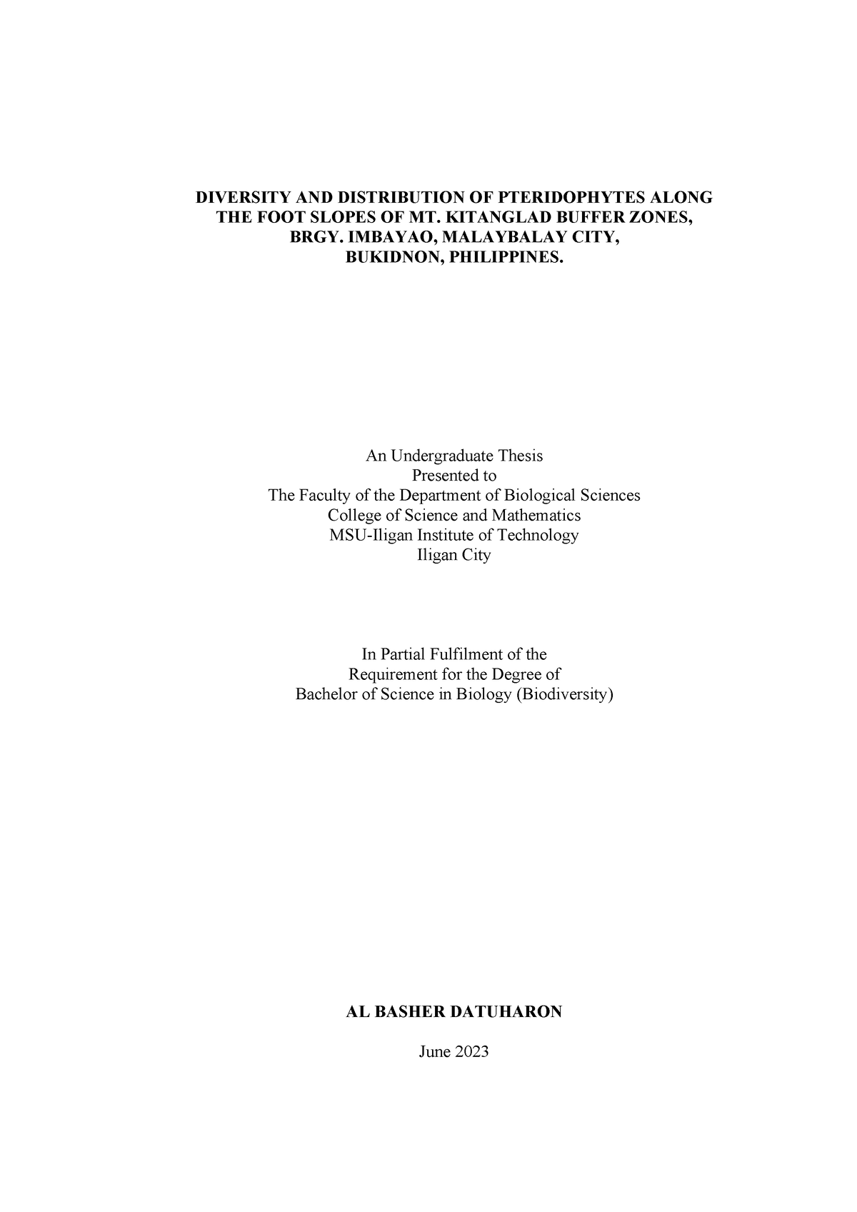 Diversity And Distribution Of Pteridophytes Along The Foot Slopes Of Mt ...