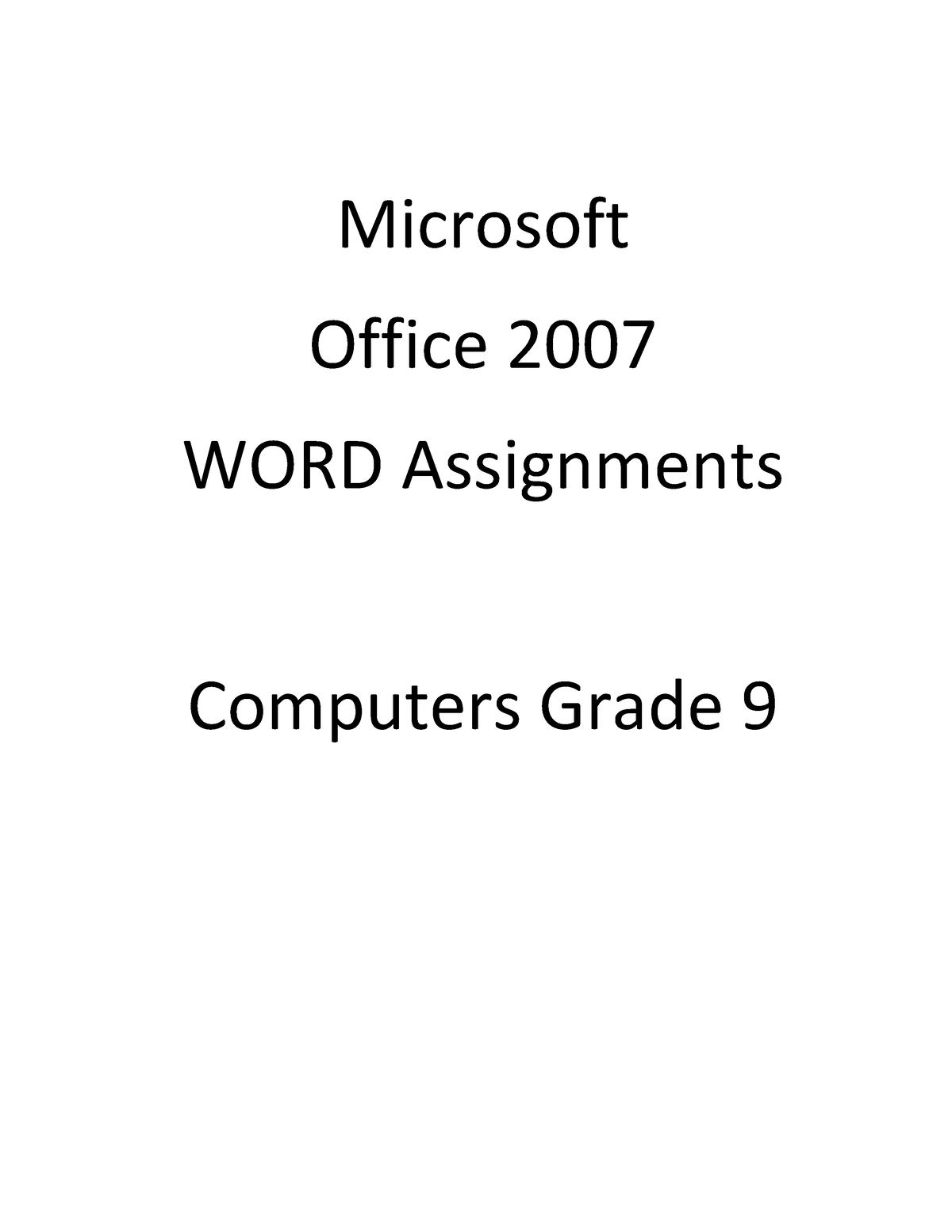 microsoft office word 2007 assignment