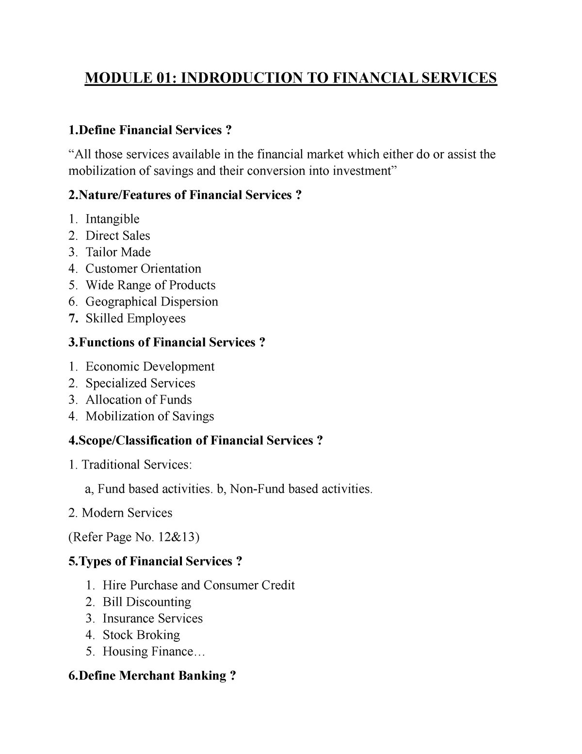 1- Indroductiion To Financial Services - B.com Finance And Taxition ...