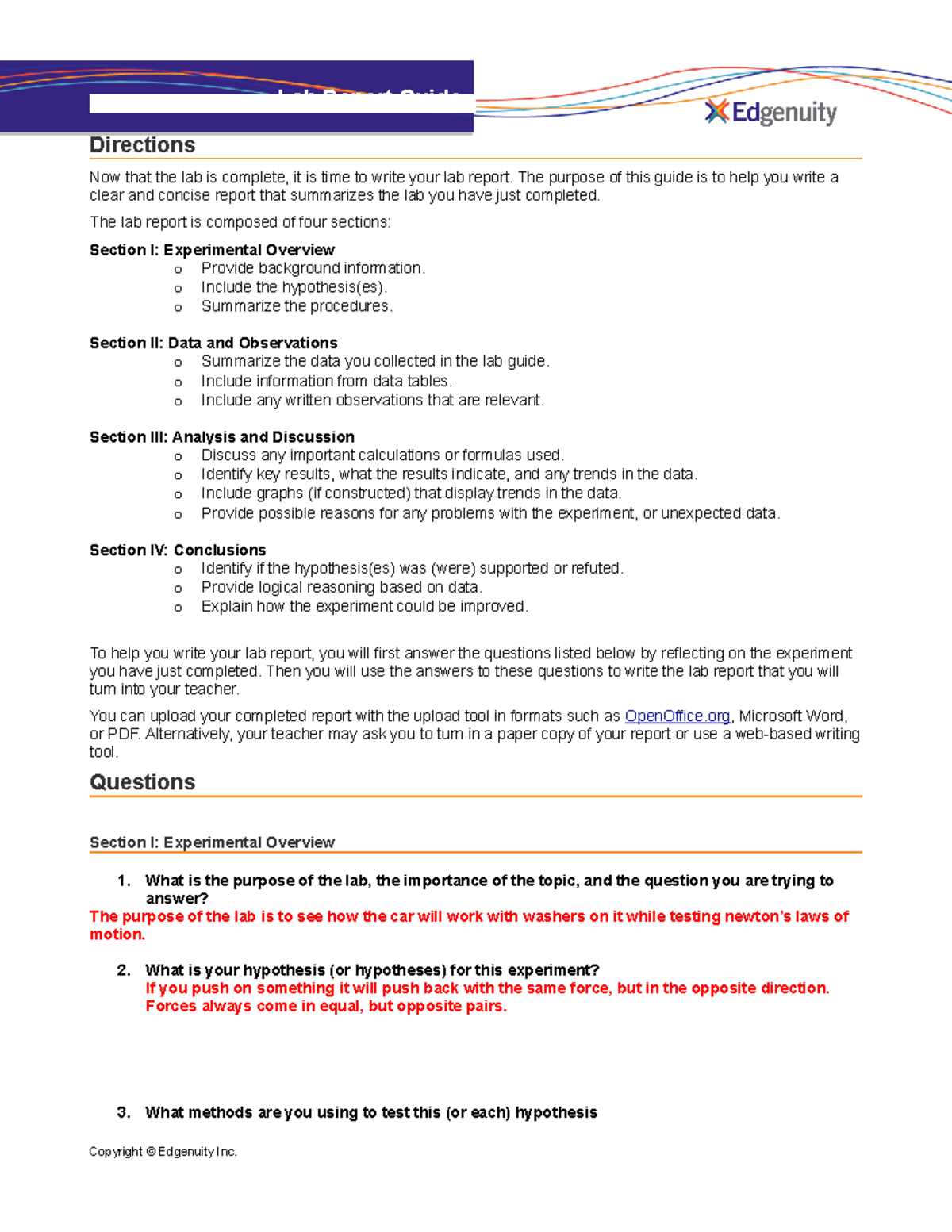 Lab Report Guide (6) (1) Directions Now that the lab is complete, it