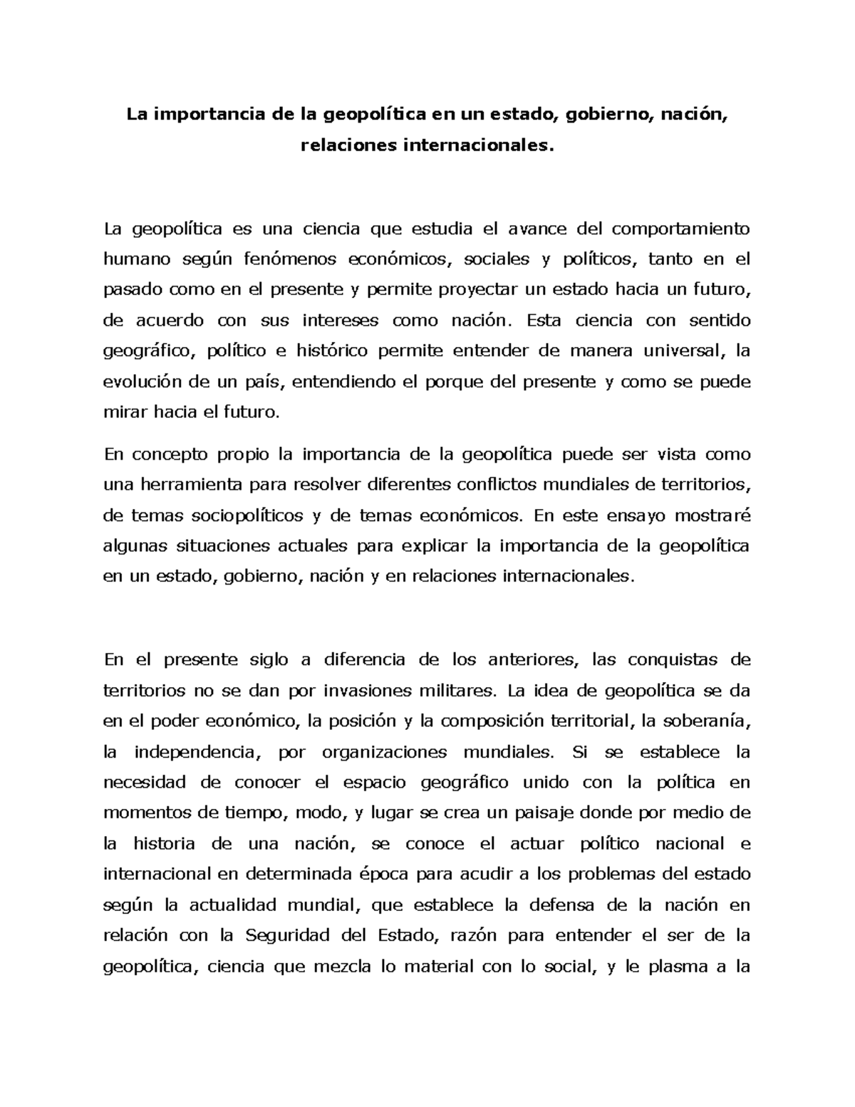 La importancia de la geopolítica en un estado - La importancia de la ...