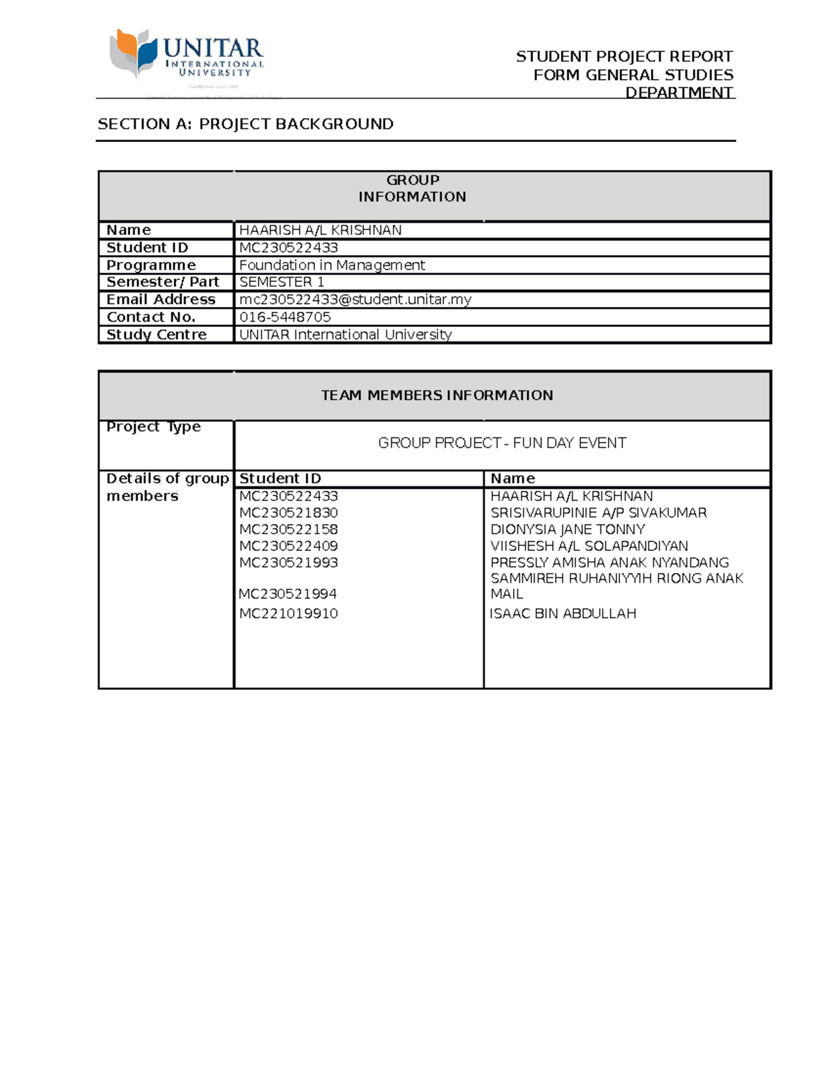 Post event report - thinking skills - sample - FORM GENERAL STUDIES ...