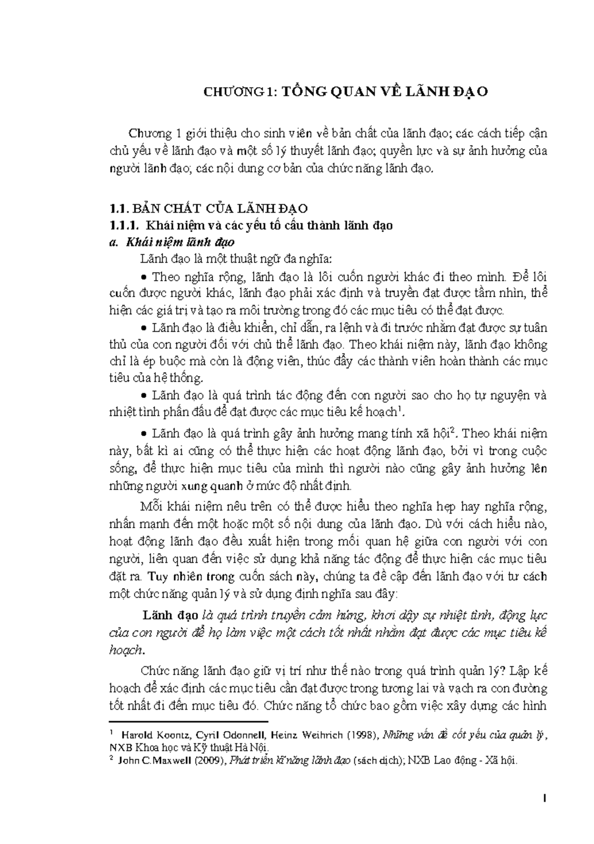 LDH C1 Tong quan ve lanh dao CHƯƠNG 1 TỔNG QUAN VỀ LÃNH ĐẠO Chương 1