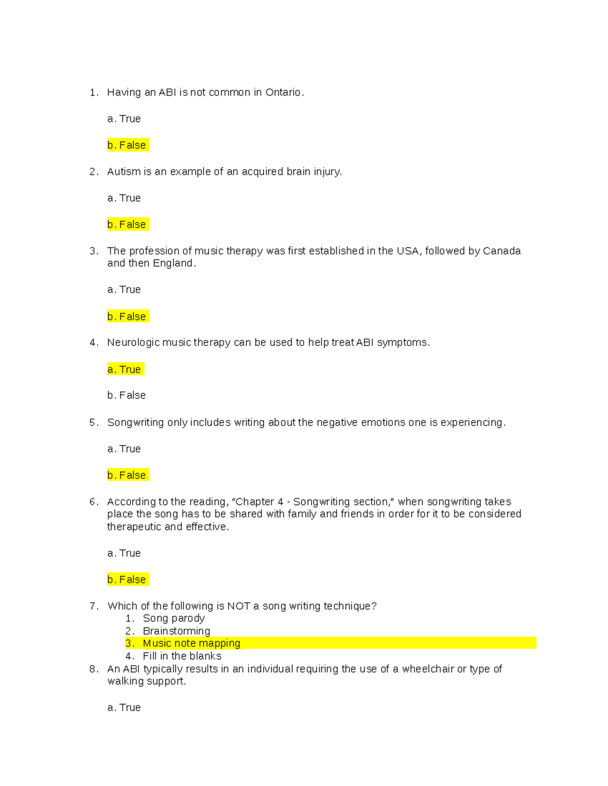 Midterm - hjjhbsd - Having an ABI is not common in Ontario. a. True b ...