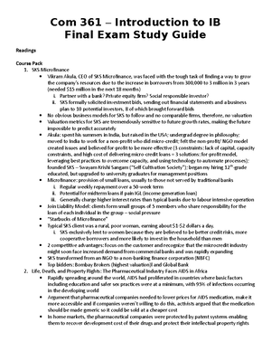 International Business Notes - Lecture 1 Chapter 1: Globalization of ...