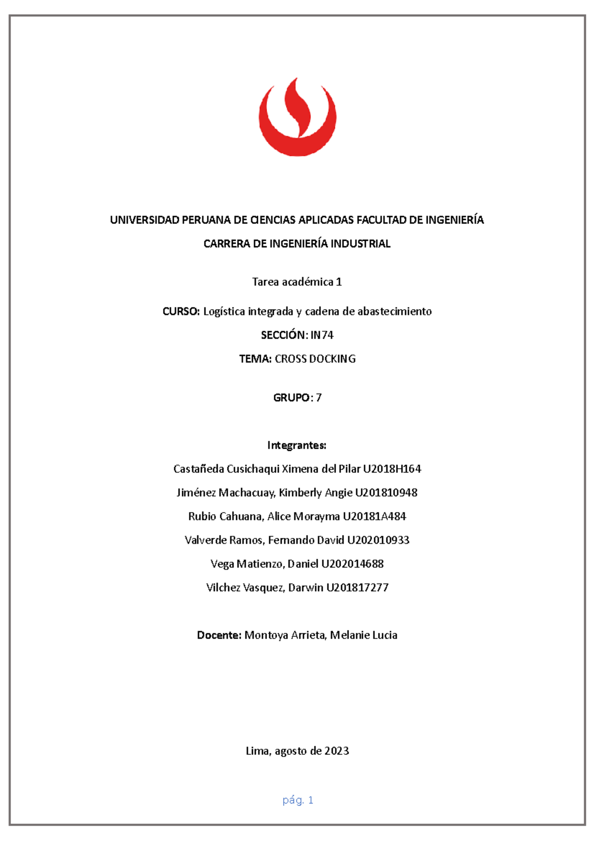 G7 Cross Docking WORD UNIVERSIDAD PERUANA DE CIENCIAS APLICADAS