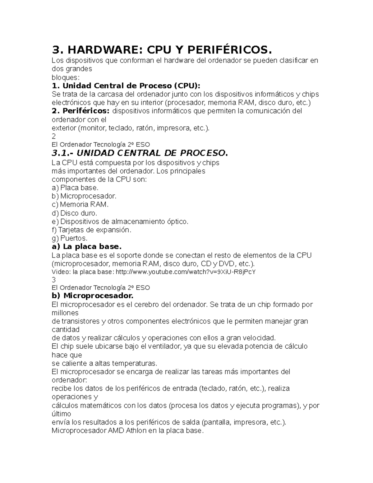 3. Conoce todo sobre Hardware, CPU Y Periféricos 3. HARDWARE CPU Y