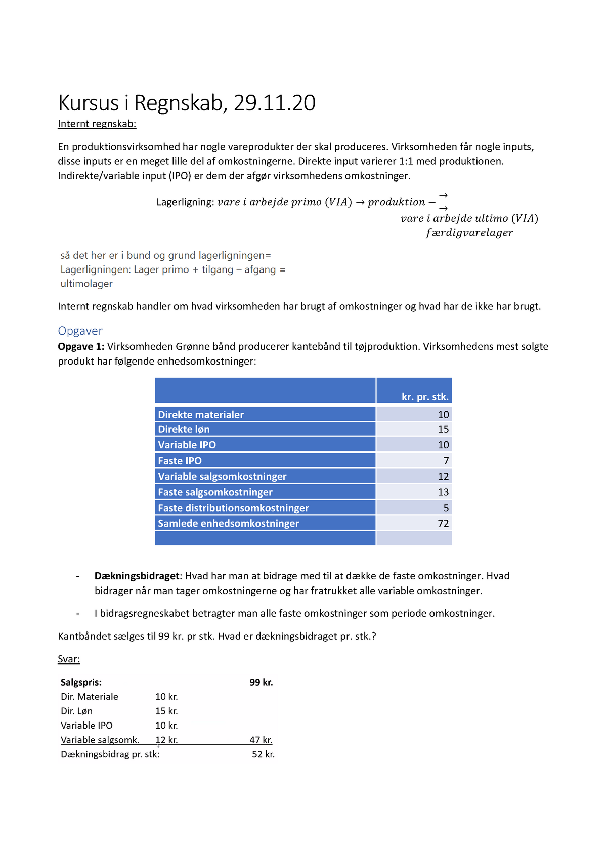 Regnskab^J Bea Kursus 2020 - Kursus I Regnskab, 29. Internt Regnskab ...