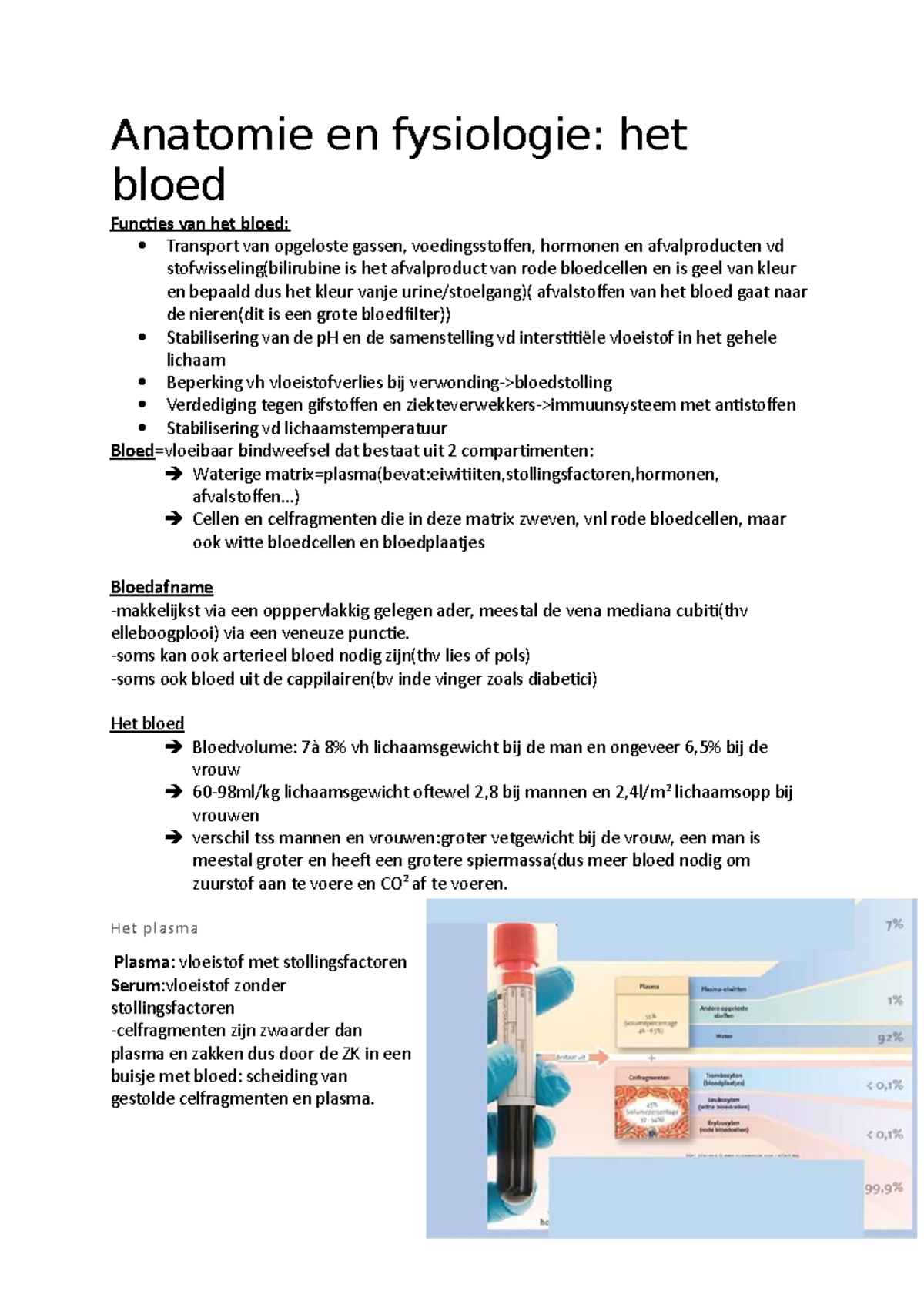 Bloed-samenvatting - Samenvatting - Anatomie En Fysiologie: Het Bloed ...