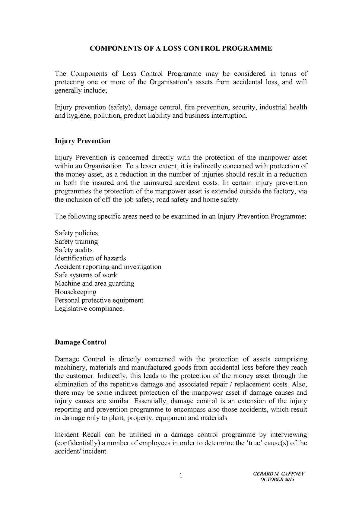 components-of-a-loss-control-programme-gerard-m-gaffney-1-components