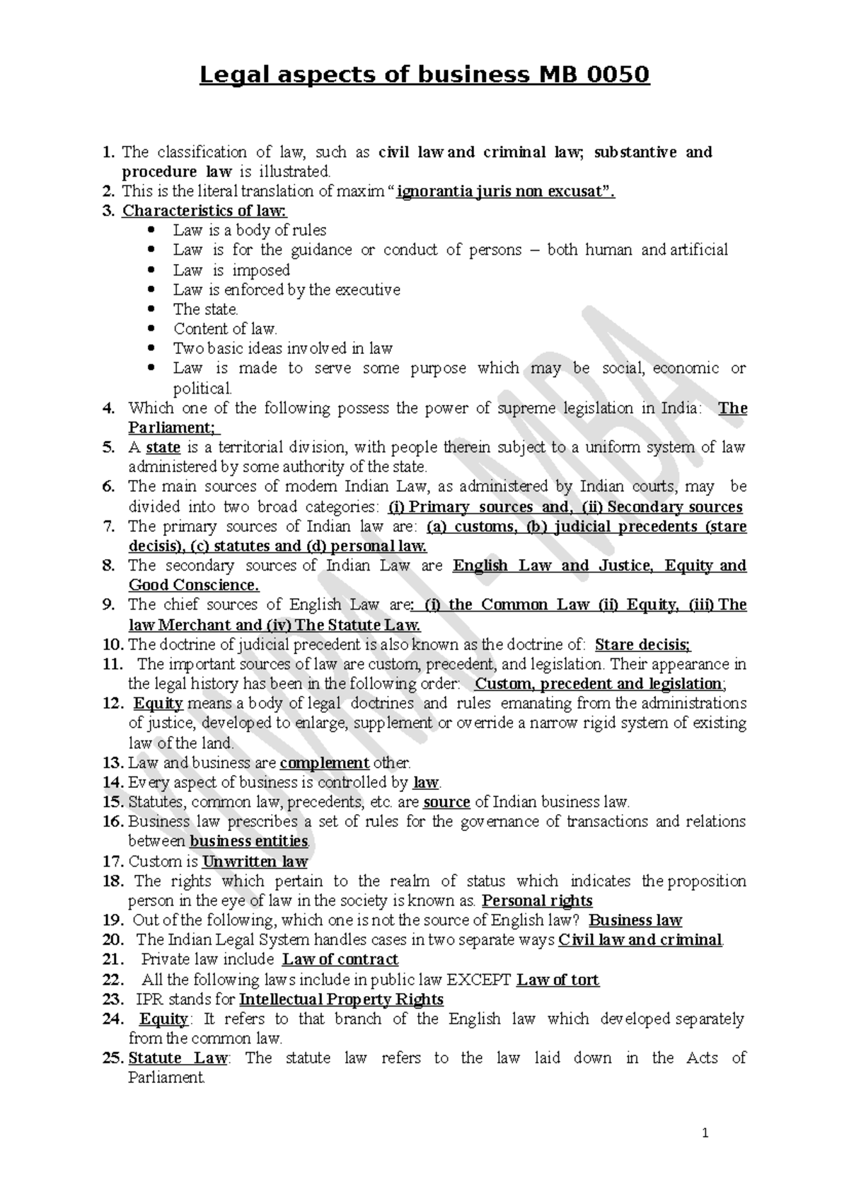 Exam 16 February 2018, Questions And Answers - 1 Classification Of Law ...