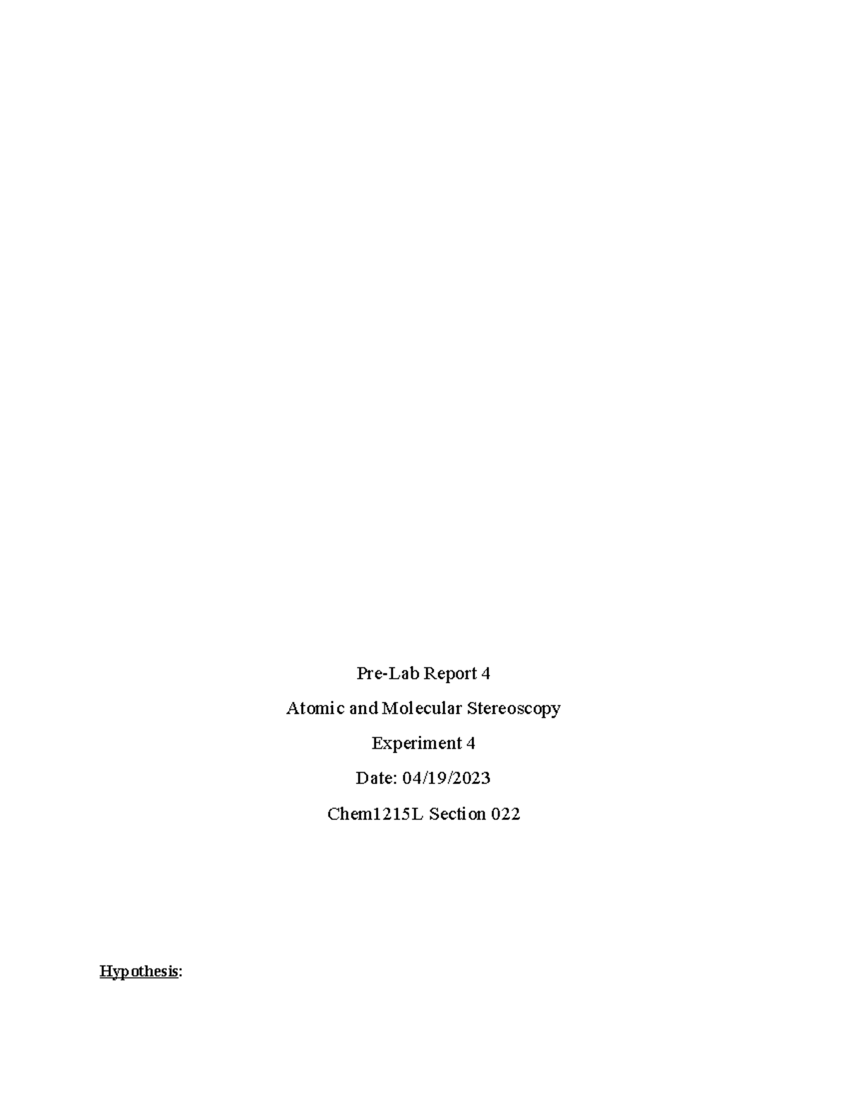 Pre-Lab 4 - This Is Pre Lab Report For Experiment 4 - Pre-Lab Report 4 ...