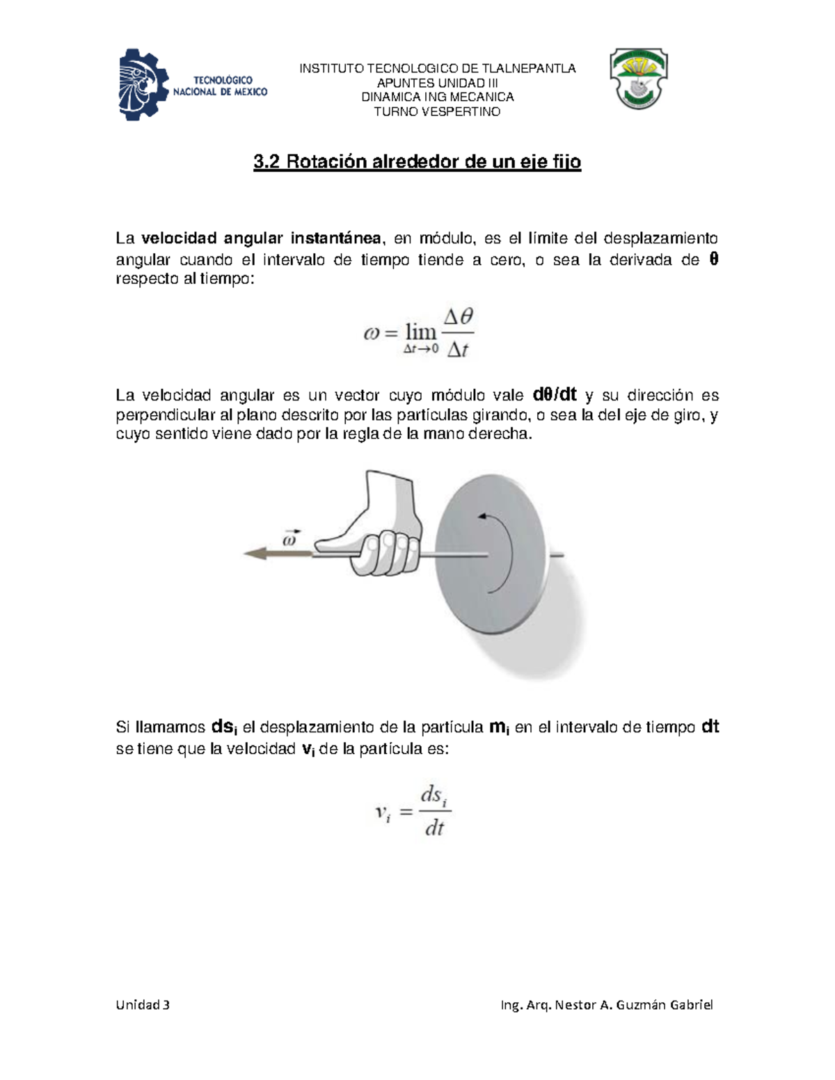 II-3 - Rotación alrededor de un eje fijo - APUNTES UNIDAD III DINAMICA ...