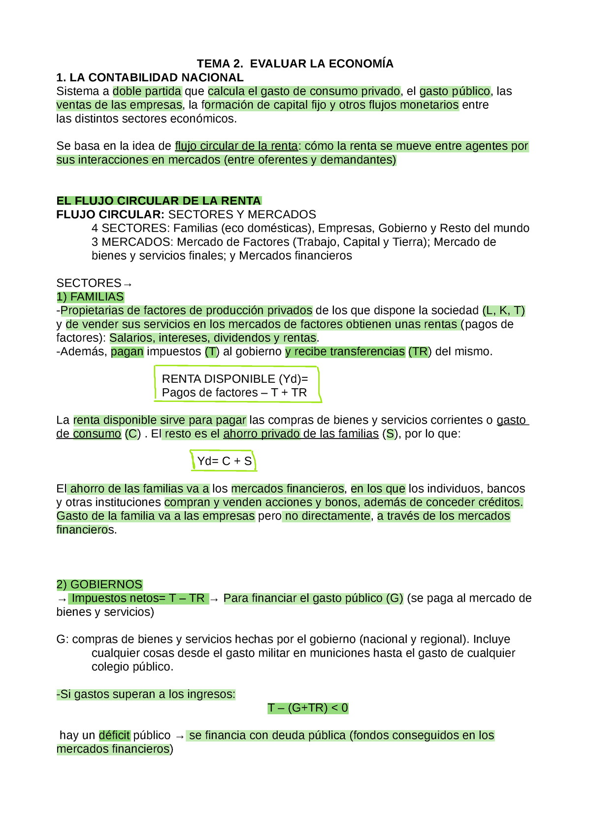 Tema 2 Apuntes - T2 Intro A La Macro - TEMA 2. EVALUAR LA ECONOMÍA 1 ...