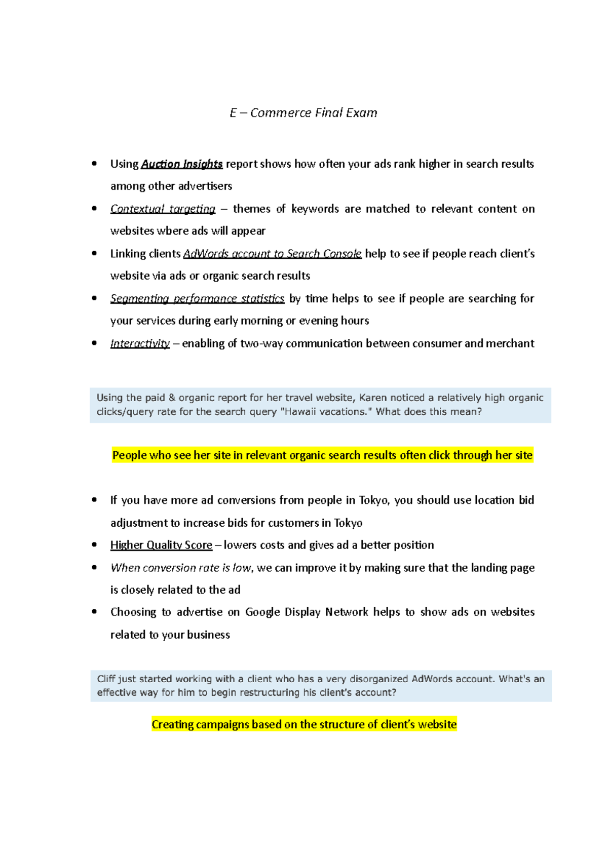 E Commerce Final Exam Universal standards 2. Richness 3