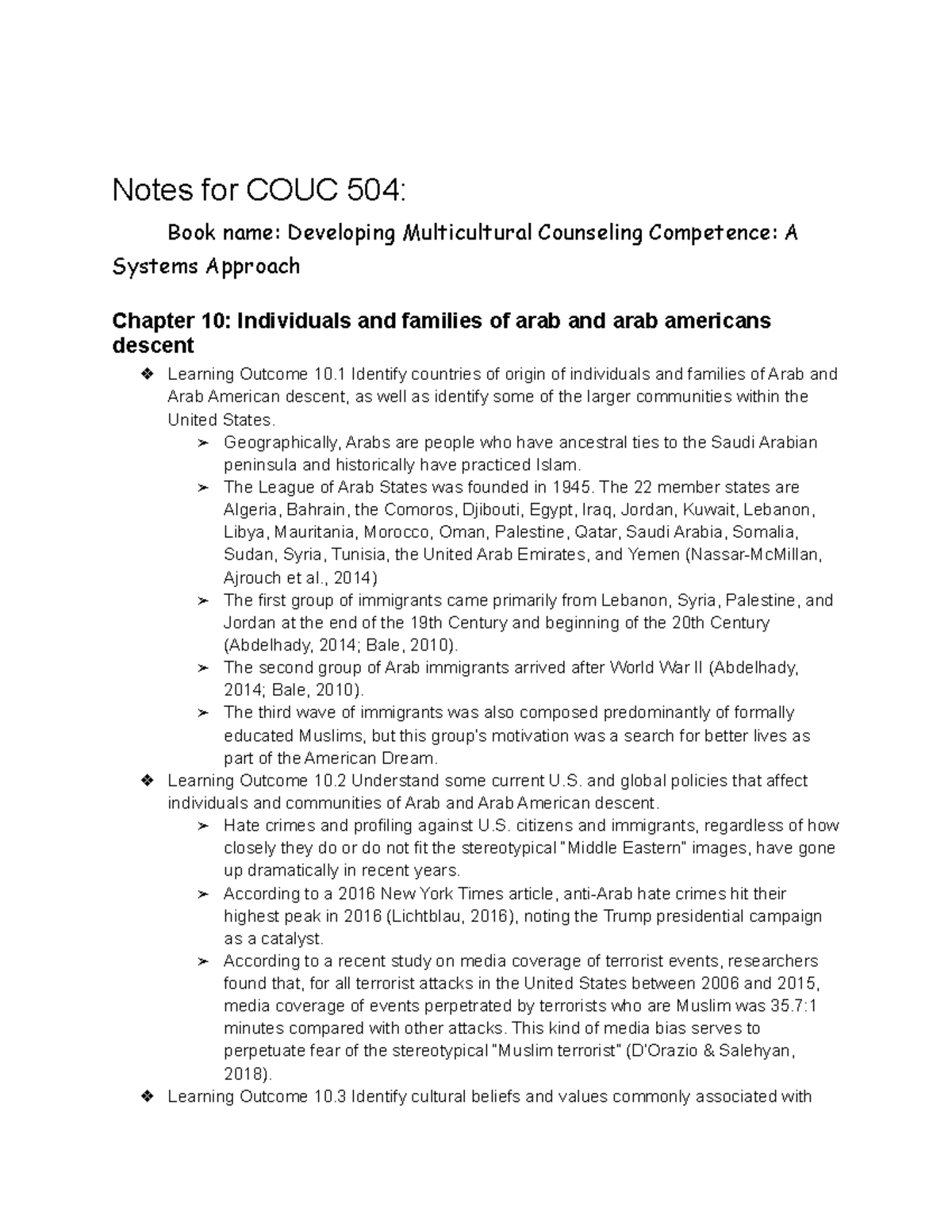 Notes for COUC 504 - Notes for COUC 504: Book name: Developing ...