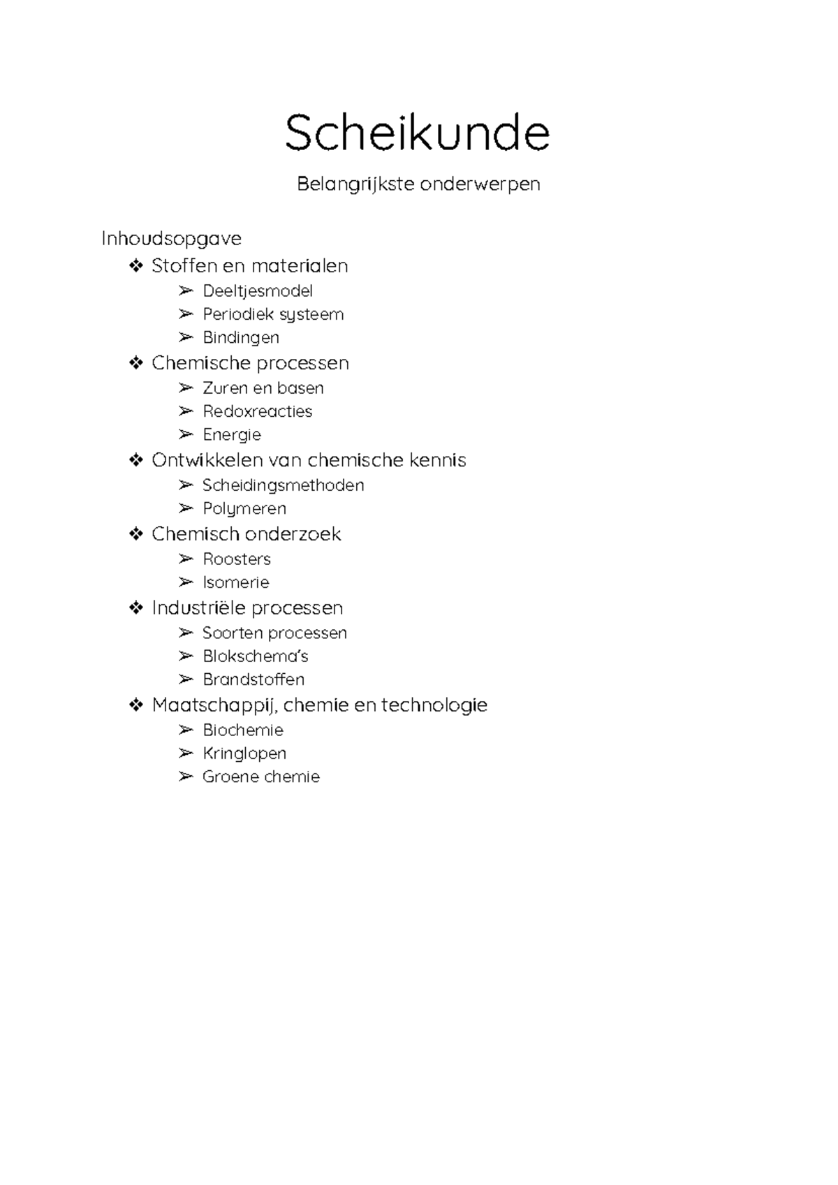 Samenvatting Examenstof Scheikunde - Scheikunde Belangrijkste ...