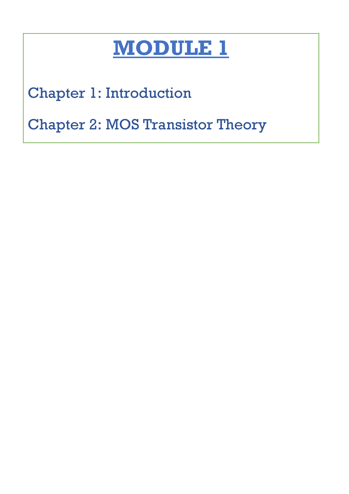 Module 1 Chapter 1 Vlsi Notesnew - MODULE 1 Chapter 1: Introduction ...