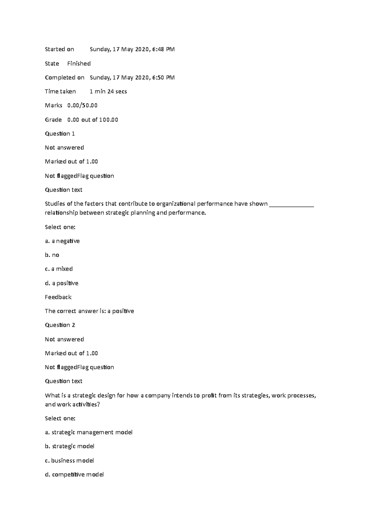 Sample/practice exam - Started on Sunday, 17 May 2020, 6:48 PM State ...