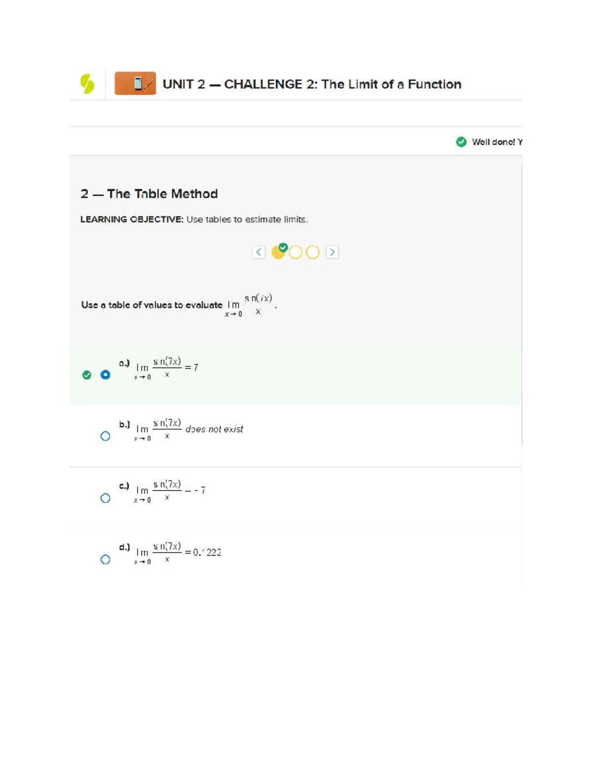 Calculus all mileston (22 - 24) - UNIT 2 CHALLENGE 2: The Limit of a ...
