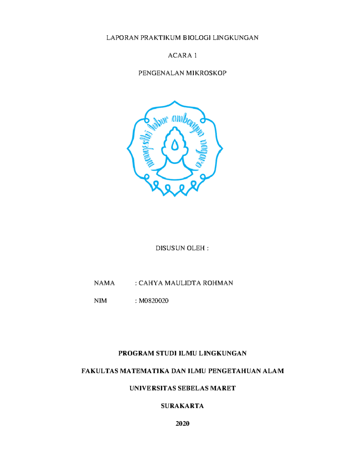 1. Pengenalan Mikroskop - LAPORAN PRAKTIKUM BIOLOGI LINGKUNGAN ACARA 1 ...