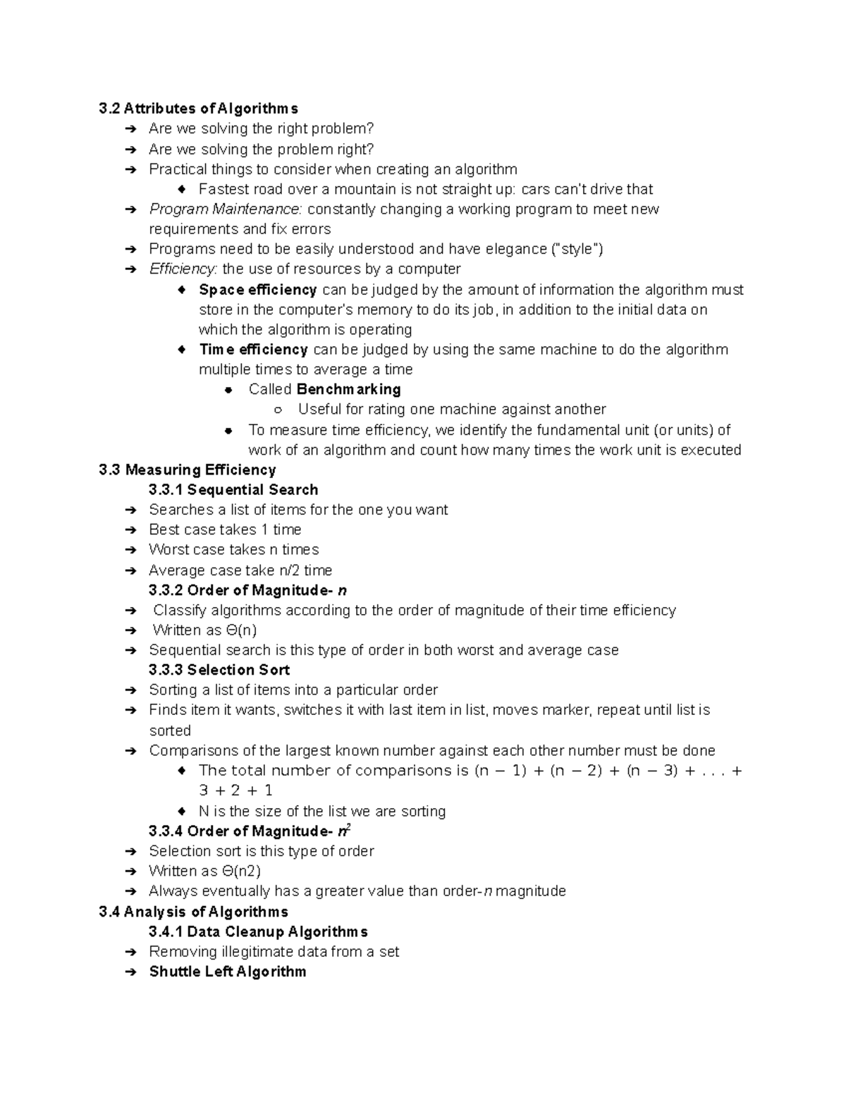 Chapter 3 The Efficiency of Algorithms - 3 Attributes of Algorithms Are ...