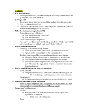 Review Guide Midterm 1 Spring 23 - SOC100: Introduction To Sociology ...