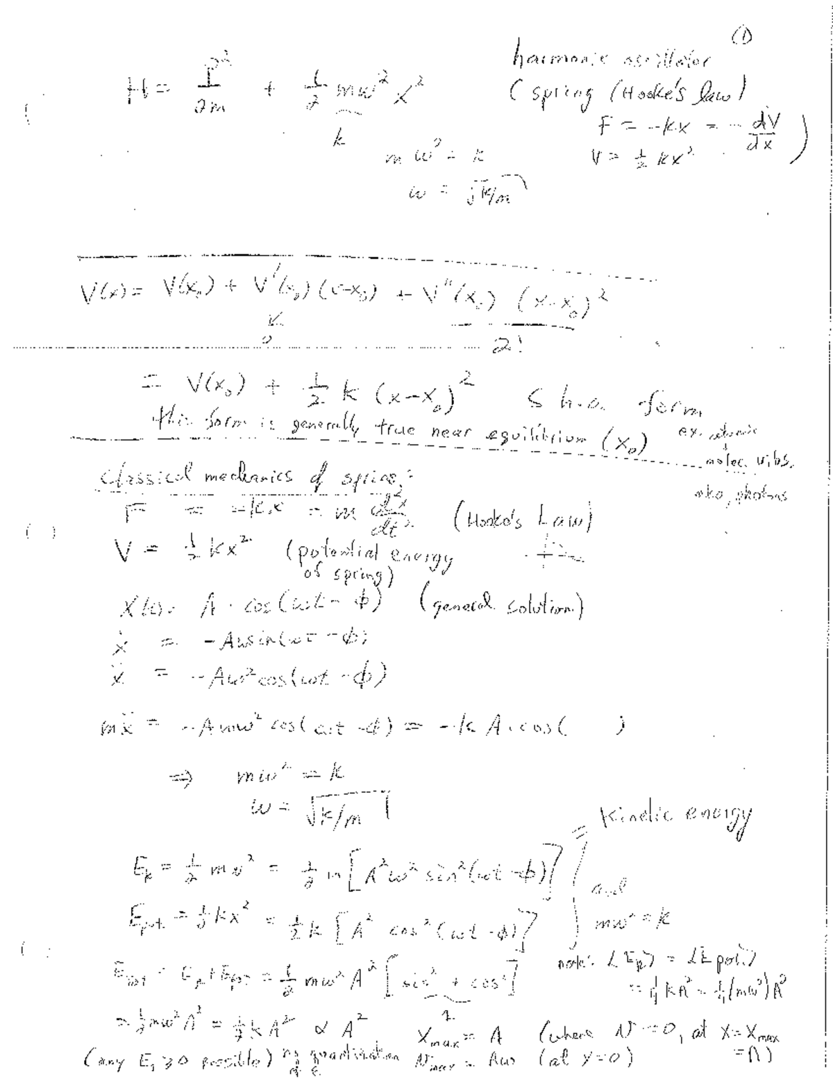 Harmonic oscillator notes 2023 - p2 harmonic oscillator 2 am ( spring ...