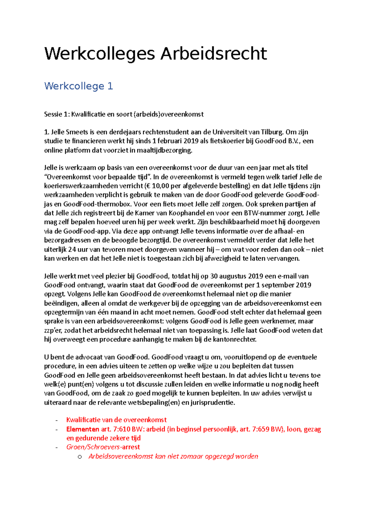 Werkcolleges Arbeidsrecht - Werkcolleges Arbeidsrecht Werkcollege 1 ...