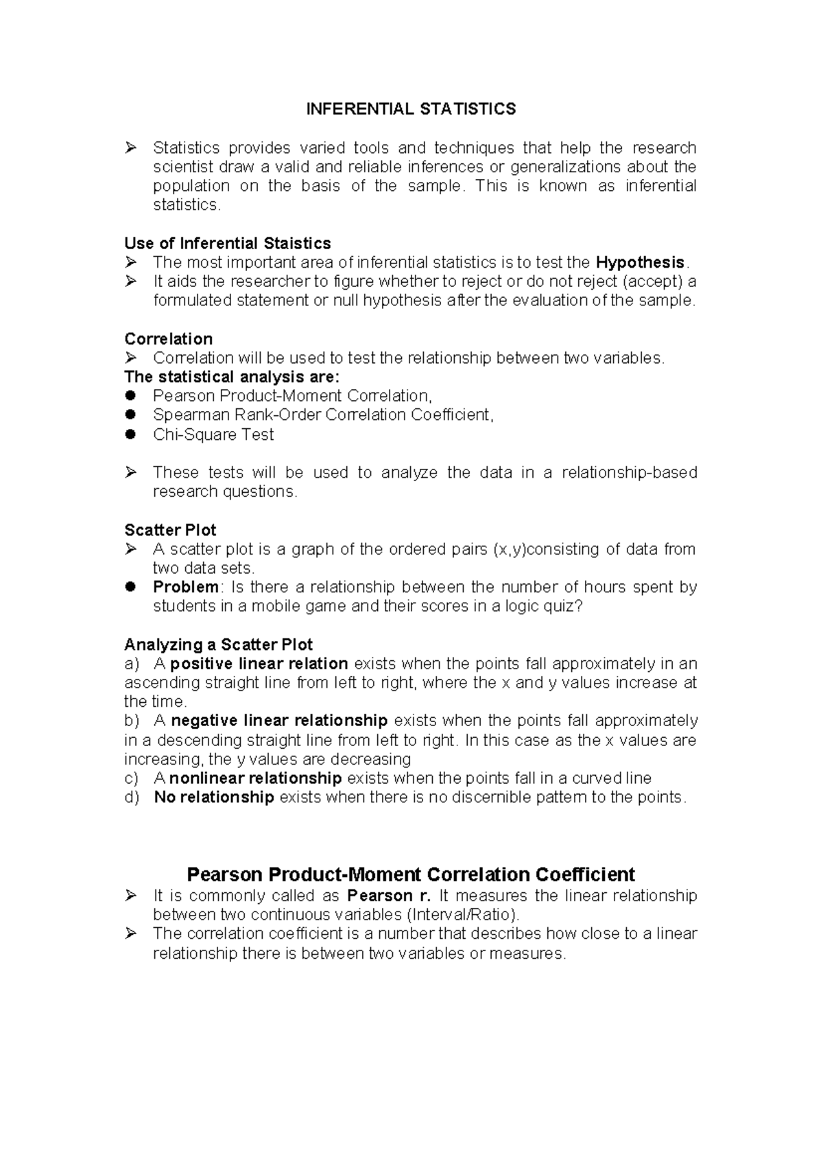 Inferential Statistics - INFERENTIAL STATISTICS Statistics provides ...