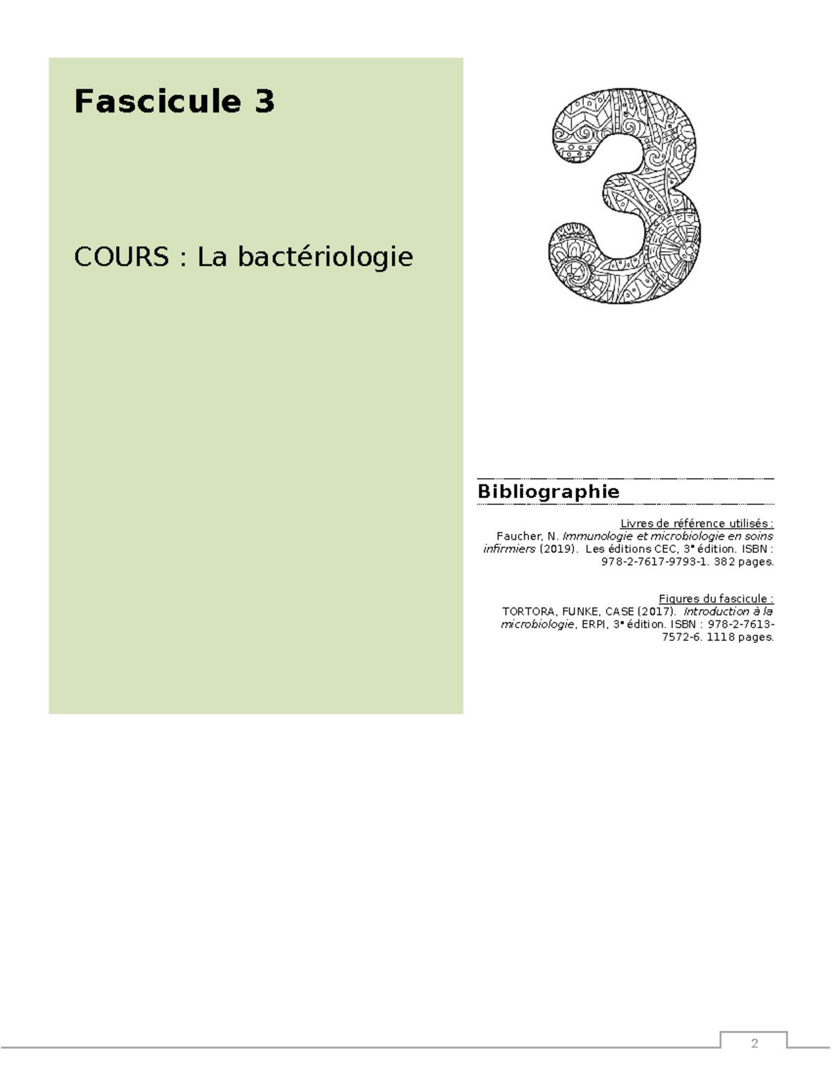 Fascicule Bacteriologie - Fascicule 3 COURS : La Bactériologie ...