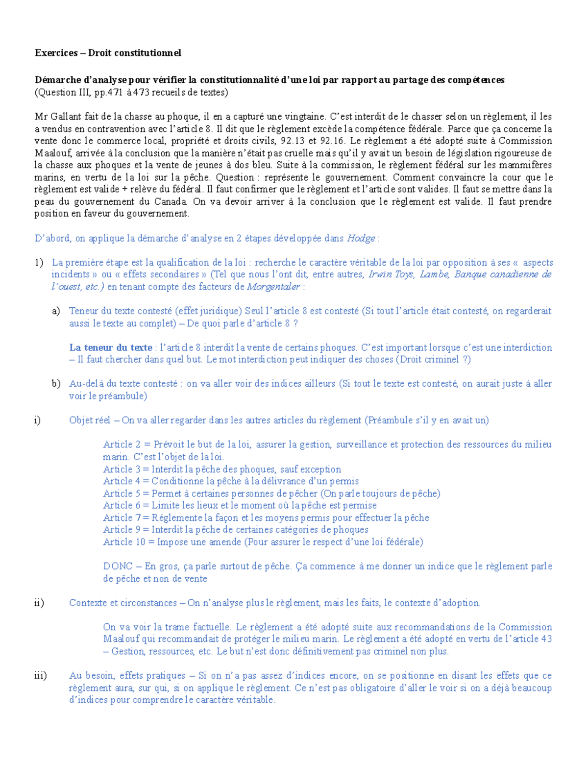 Exercices - Droit Constitutionnel 2 - Final - Exercices – Droit ...