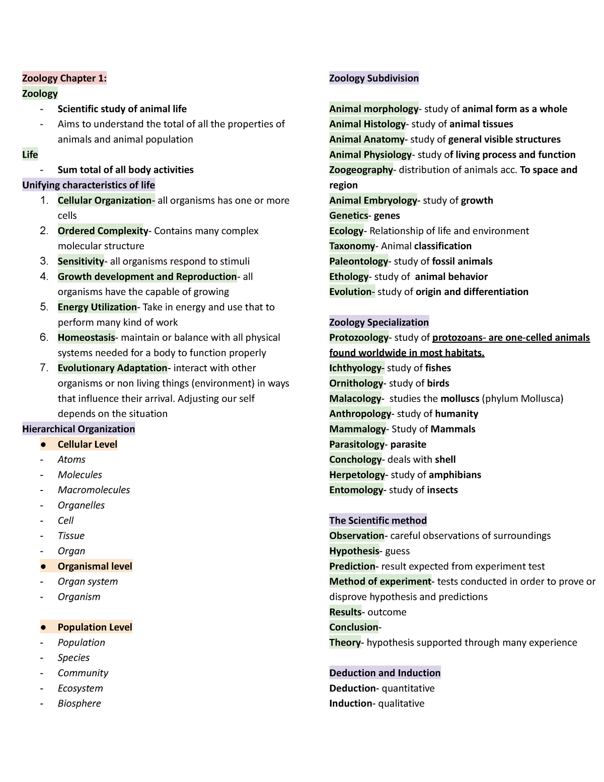 Zoology Chapter 1 2 - Zoology Chapter 1: Zoology - Scientific Study Of ...