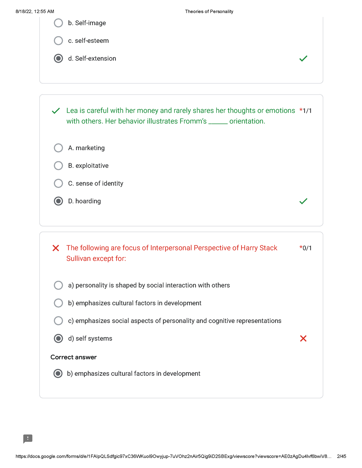 Theories Of Personality - Pretest Reviewer - B. Self-image C. Self ...