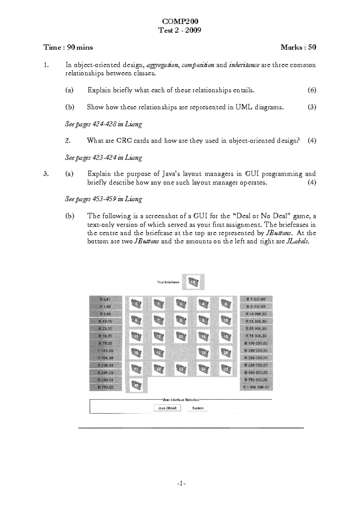 COMP200 Test 2 2009 Solutions - COMP Test 2 - 2009 Time : 90 mins Marks ...