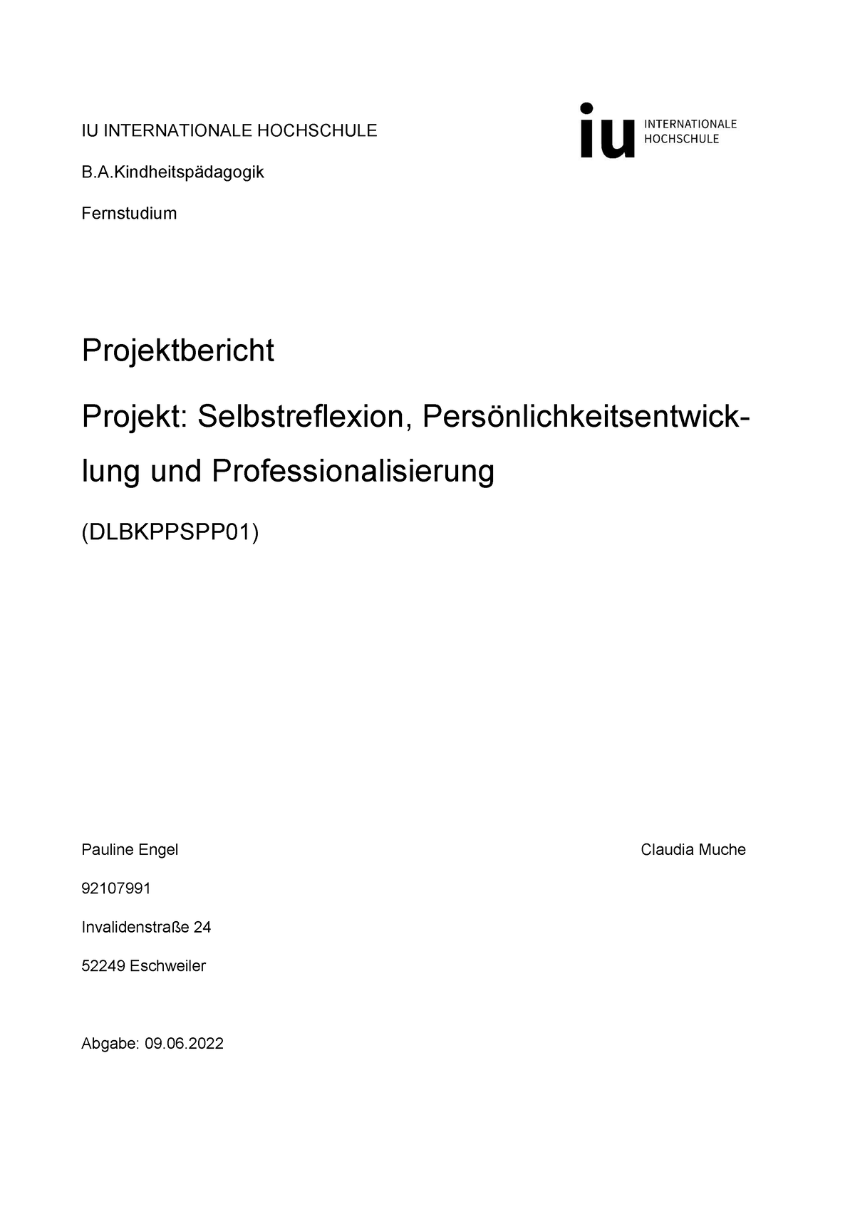 Projektarbeit - IU INTERNATIONALE HOCHSCHULE B.Aädagogik Fernstudium ...