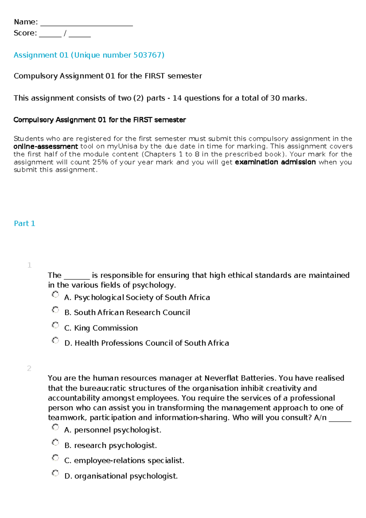 Assignment+01+503767 - Name: _________________________ Score ...