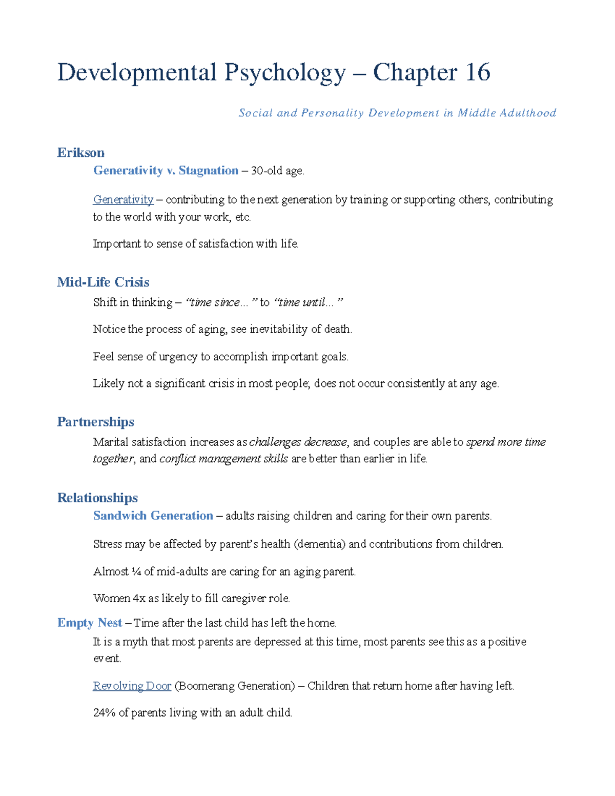 16 - Developmental Psychology - Developmental Psychology – Chapter 16 ...