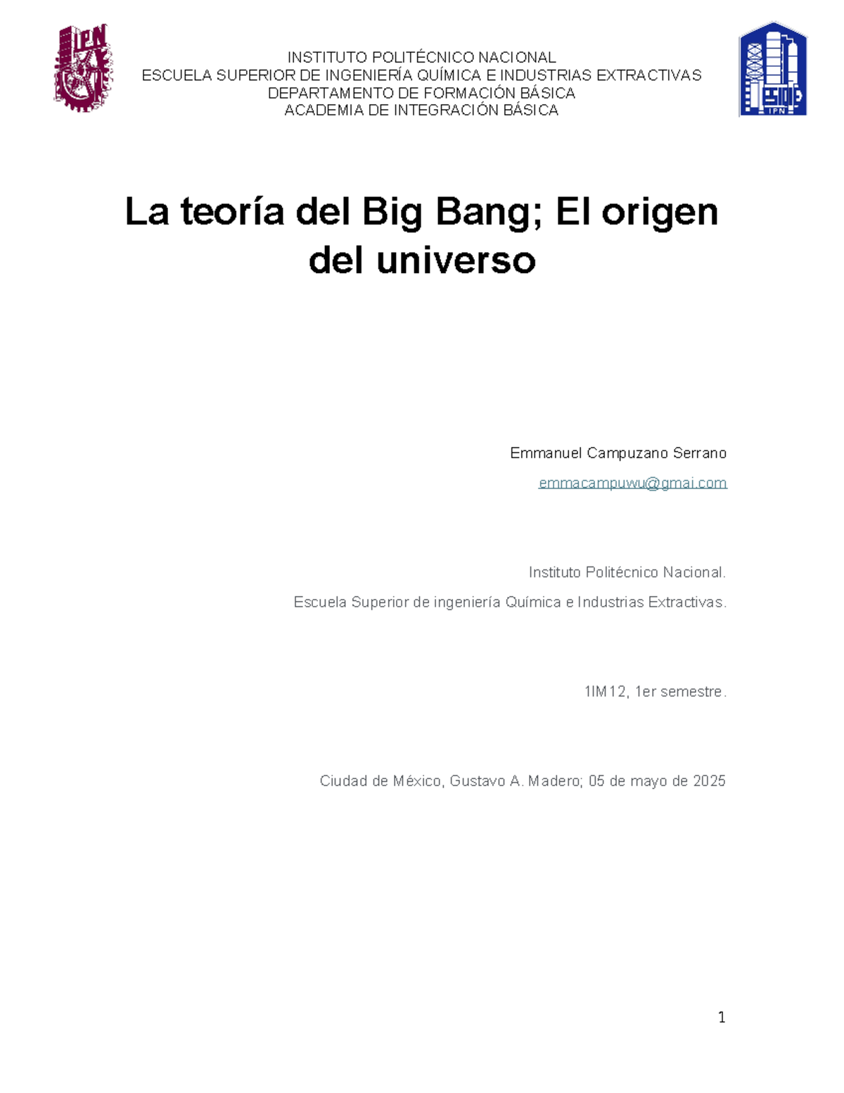 La Teoria del Big Bang; El Origen del Universo - ESCUELA SUPERIOR DE ...