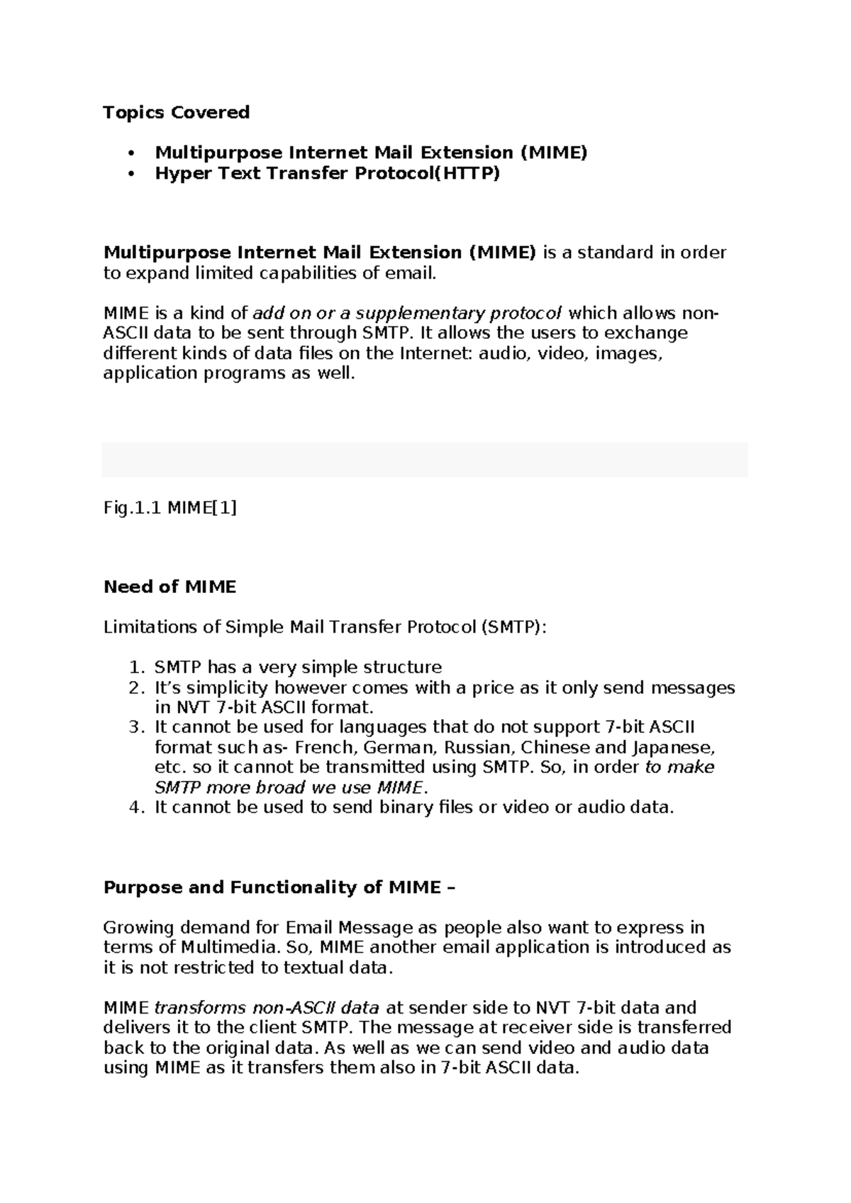 Lect3 - acn notes - Topics Covered Multipurpose Internet Mail Extension ...