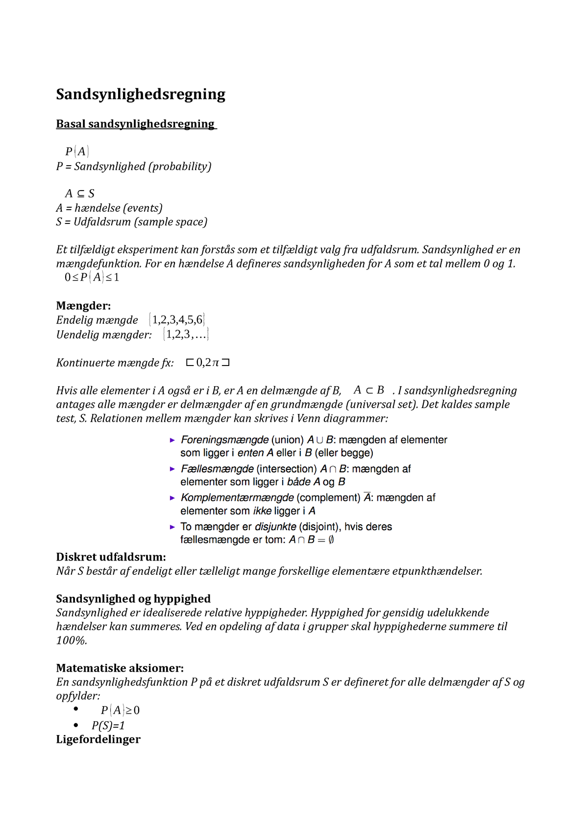 Sandsynlighedsregning Noter - Sandsynlighedsregning Basal ...