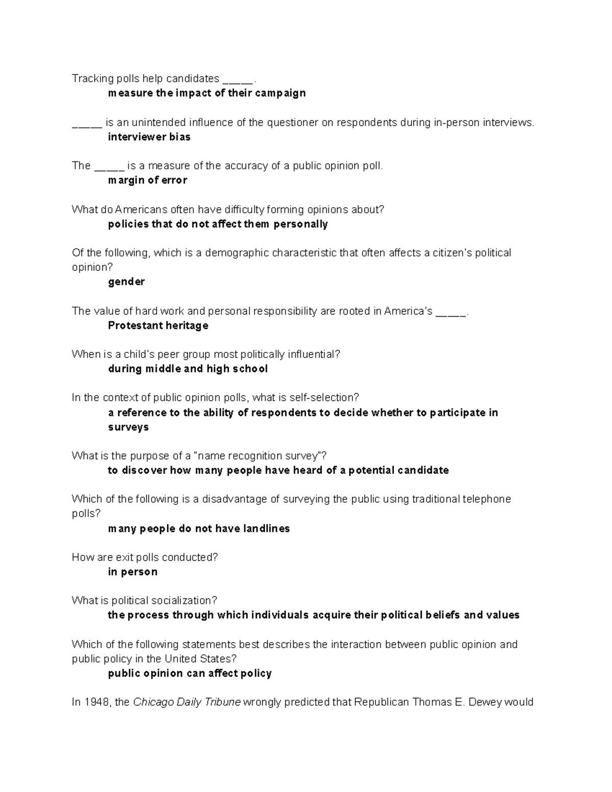 Quiz 10: Public Opinion And Political Socialization Study Guide ...