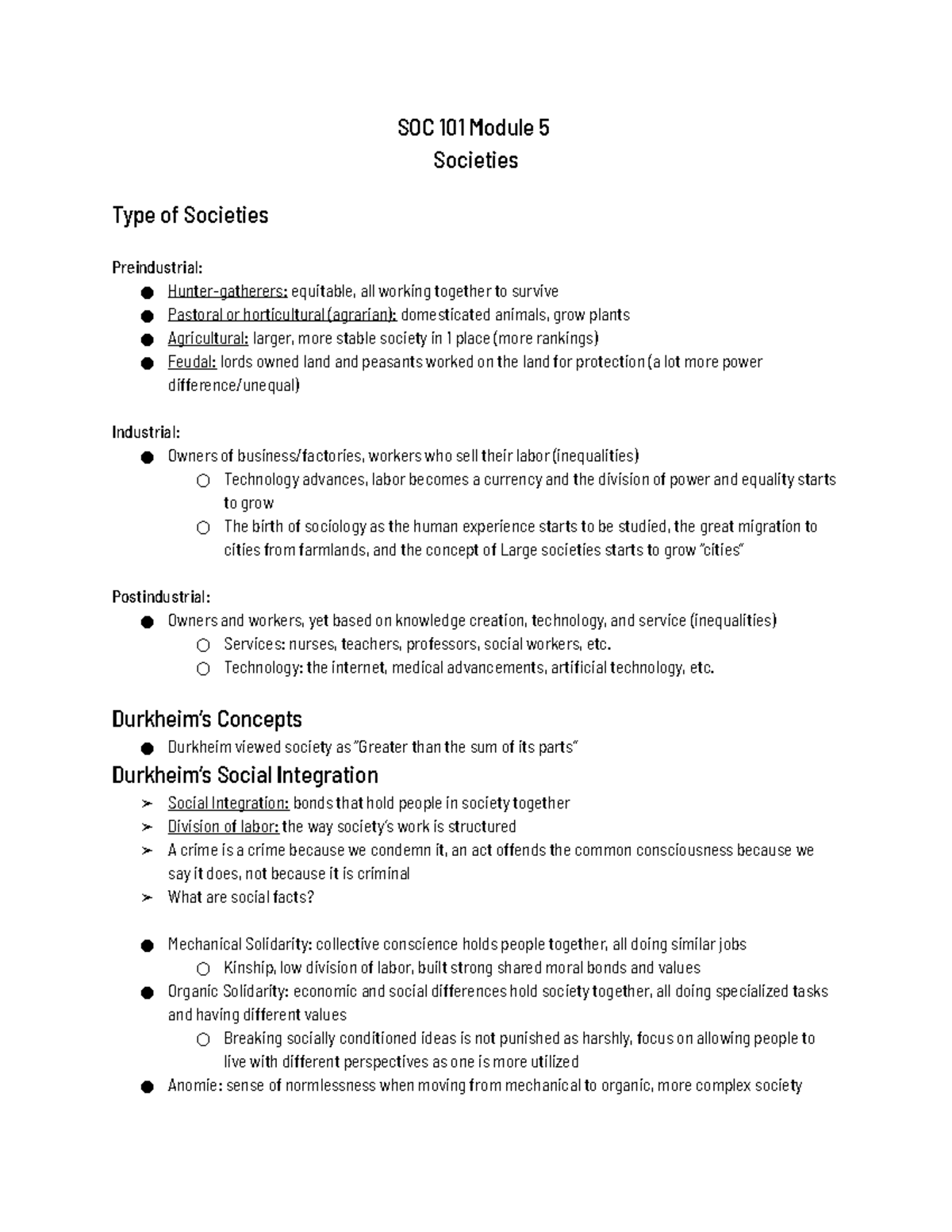 SOC 101 Module 5 Societies - SOC 101 Module 5 Societies Type of ...