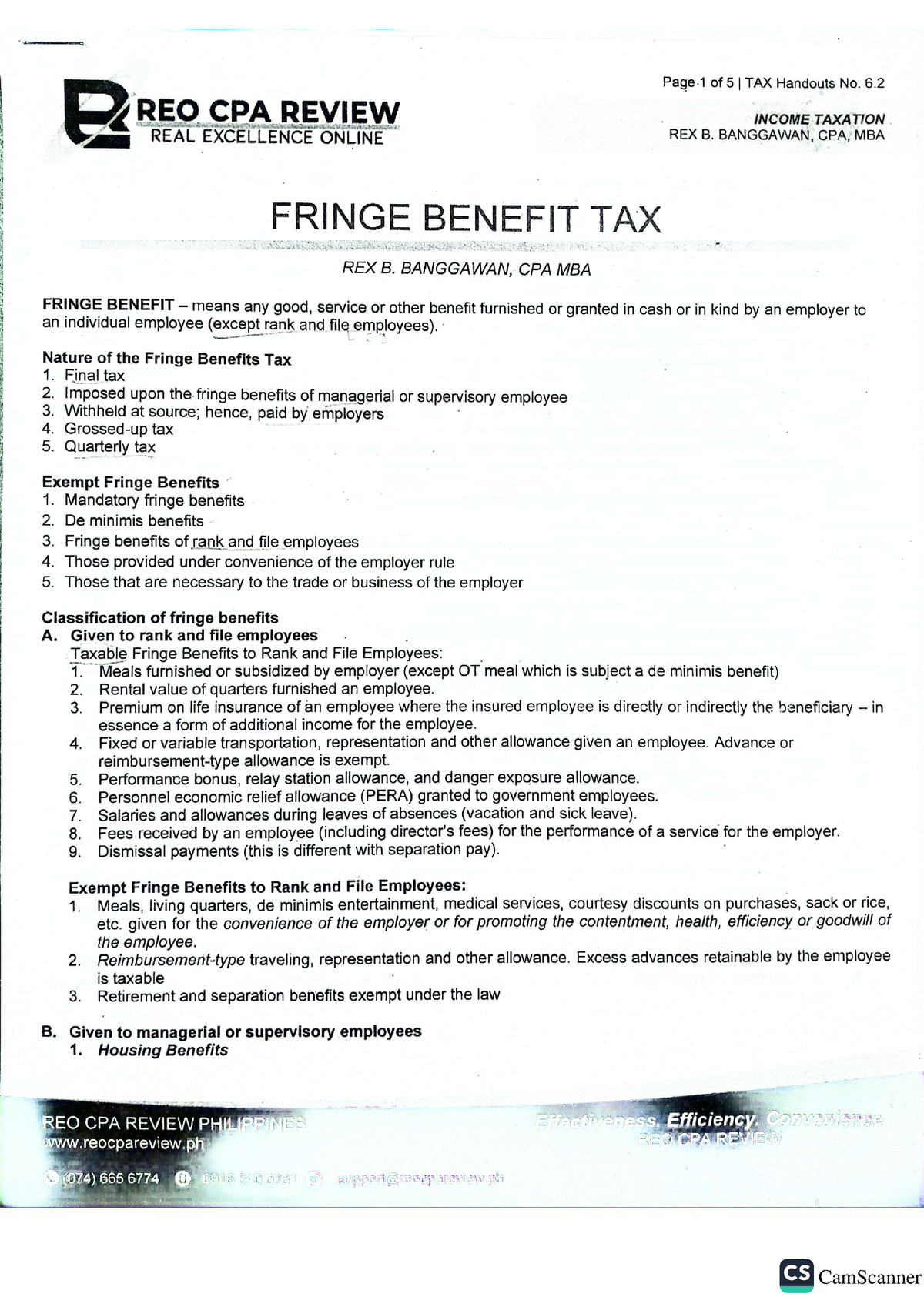 Fringe Benefit Tax - Thanks Me Later - Bs Accountancy - MSU Main - Studocu