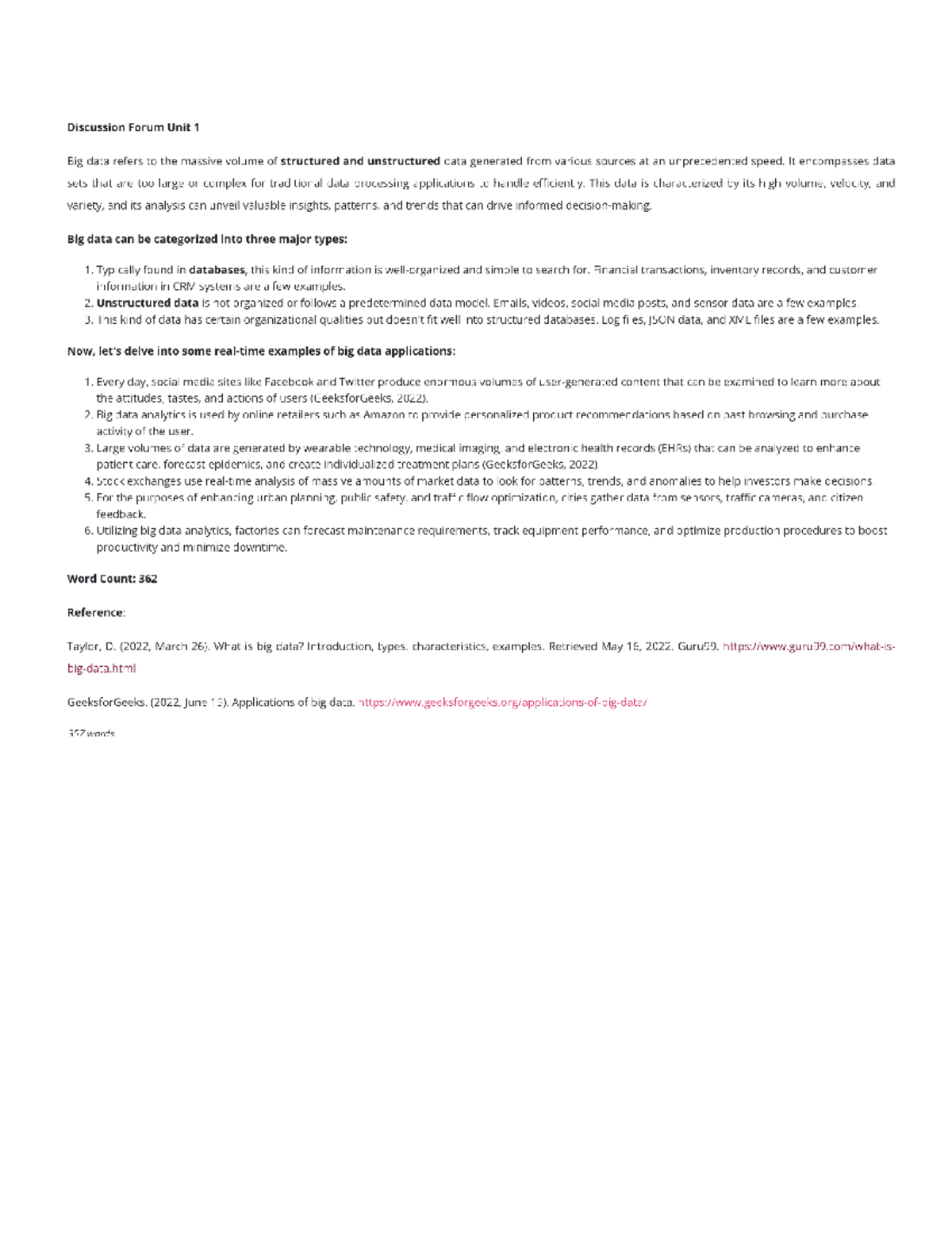 Discussion Post Week 1 - CS 4402 - Studocu