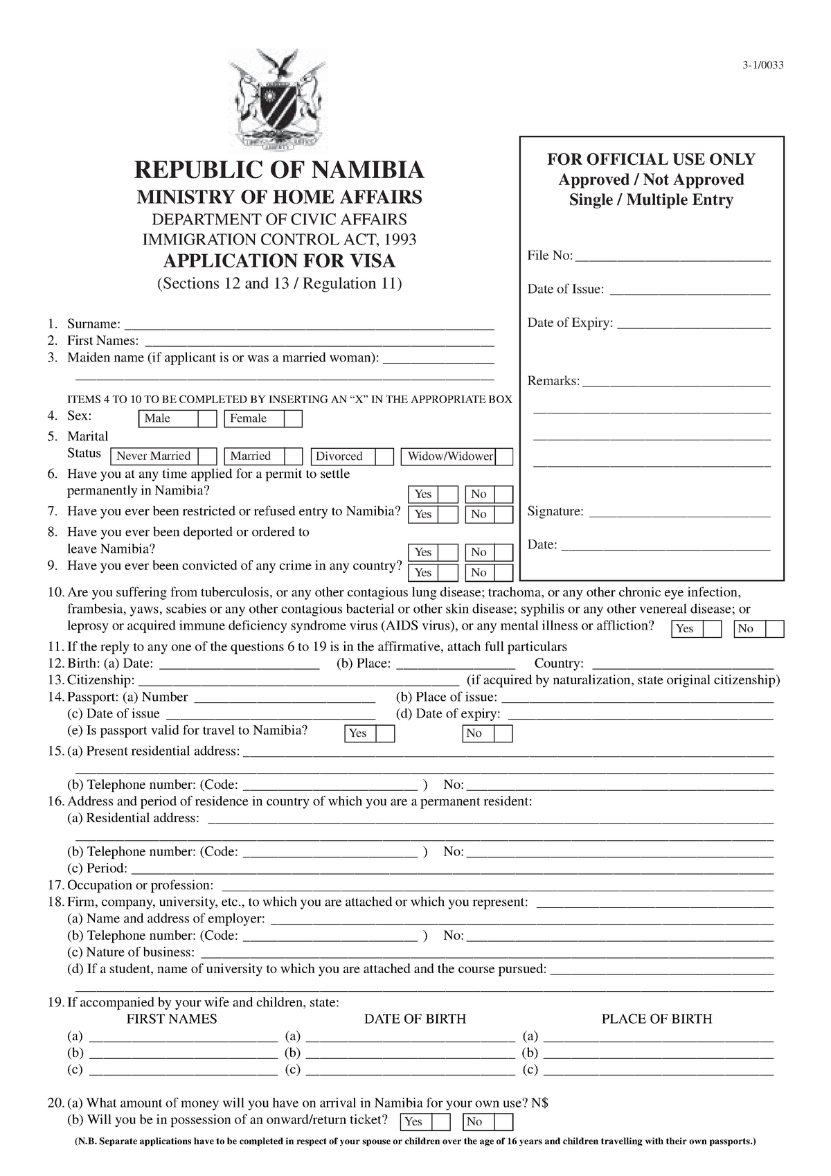 Namibia Visa Form Visa Form Surname   Thumb 1200 1698 