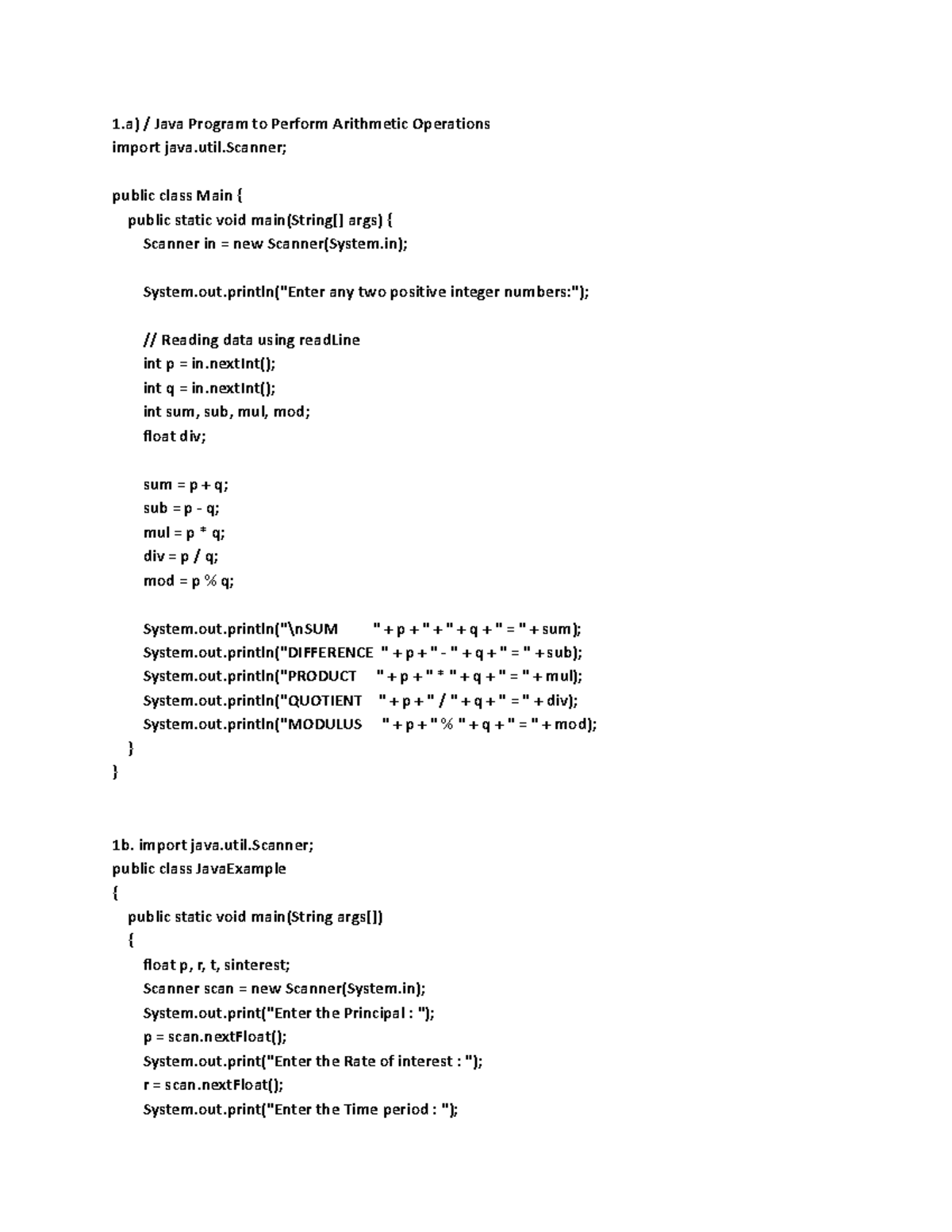 Javaprgms - / Java Program to Perform Arithmetic Operations import java ...