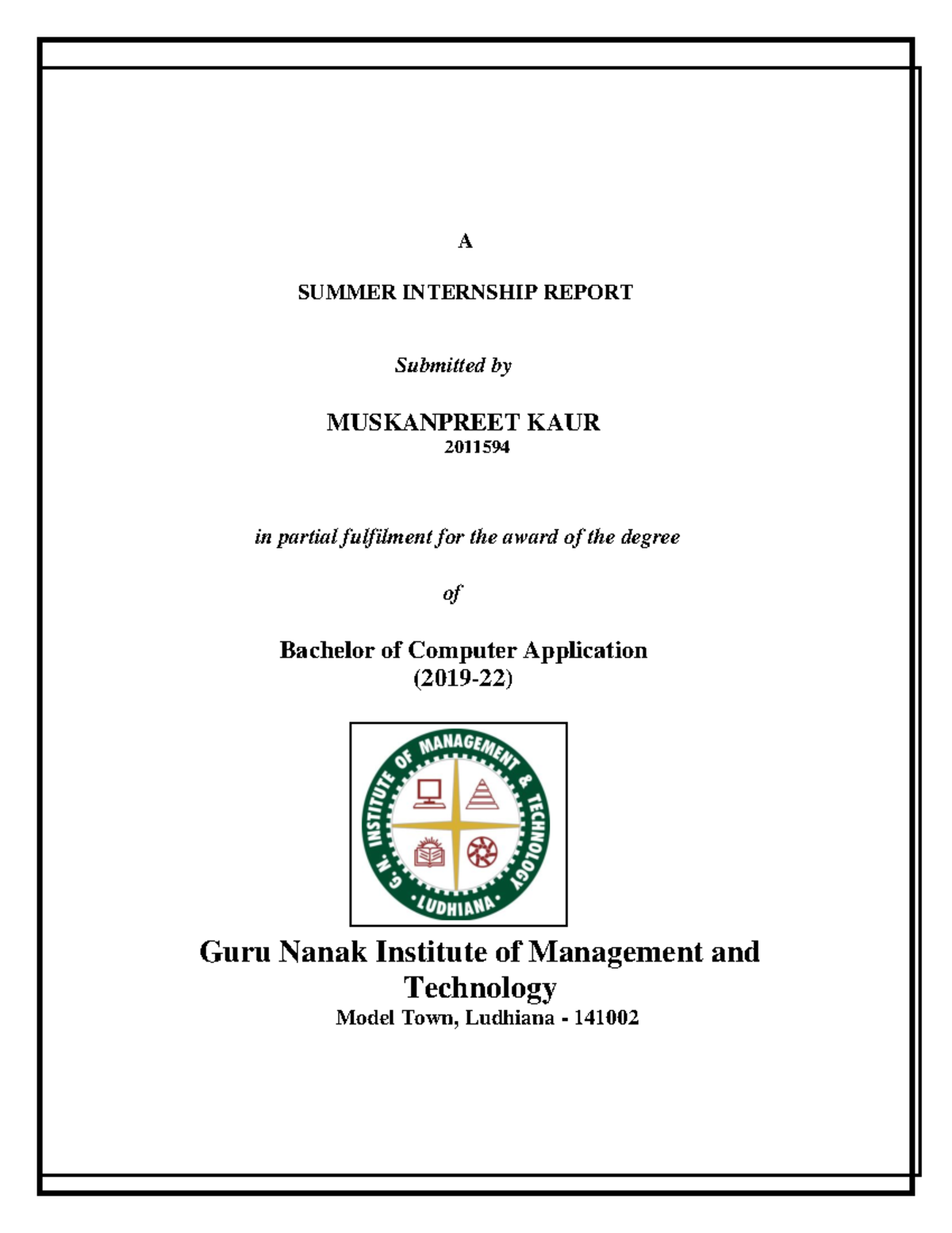 Cyber Crime Project Report - A SUMMER INTERNSHIP REPORT Submitted by ...