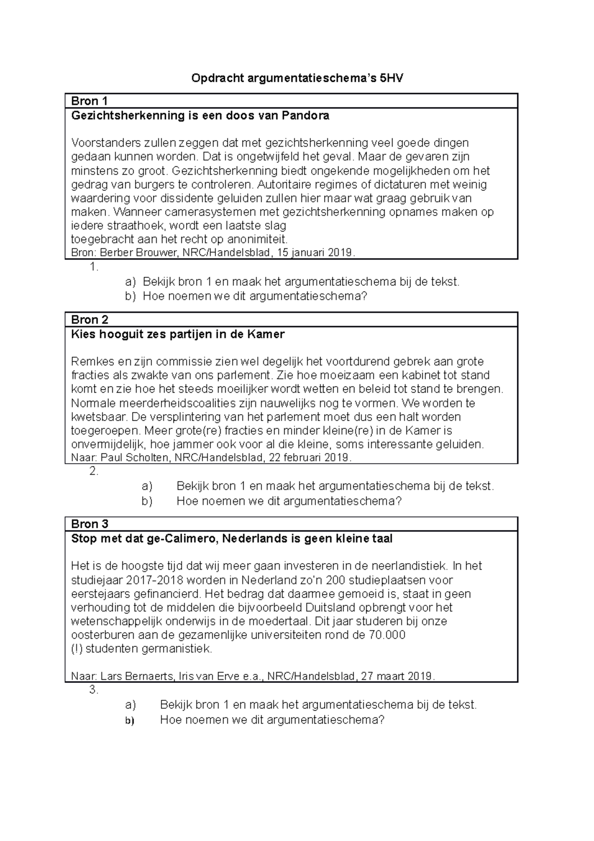 5VP2L5 - Oefening Argumentatieschema's - Opdracht Argumentatieschema’s ...