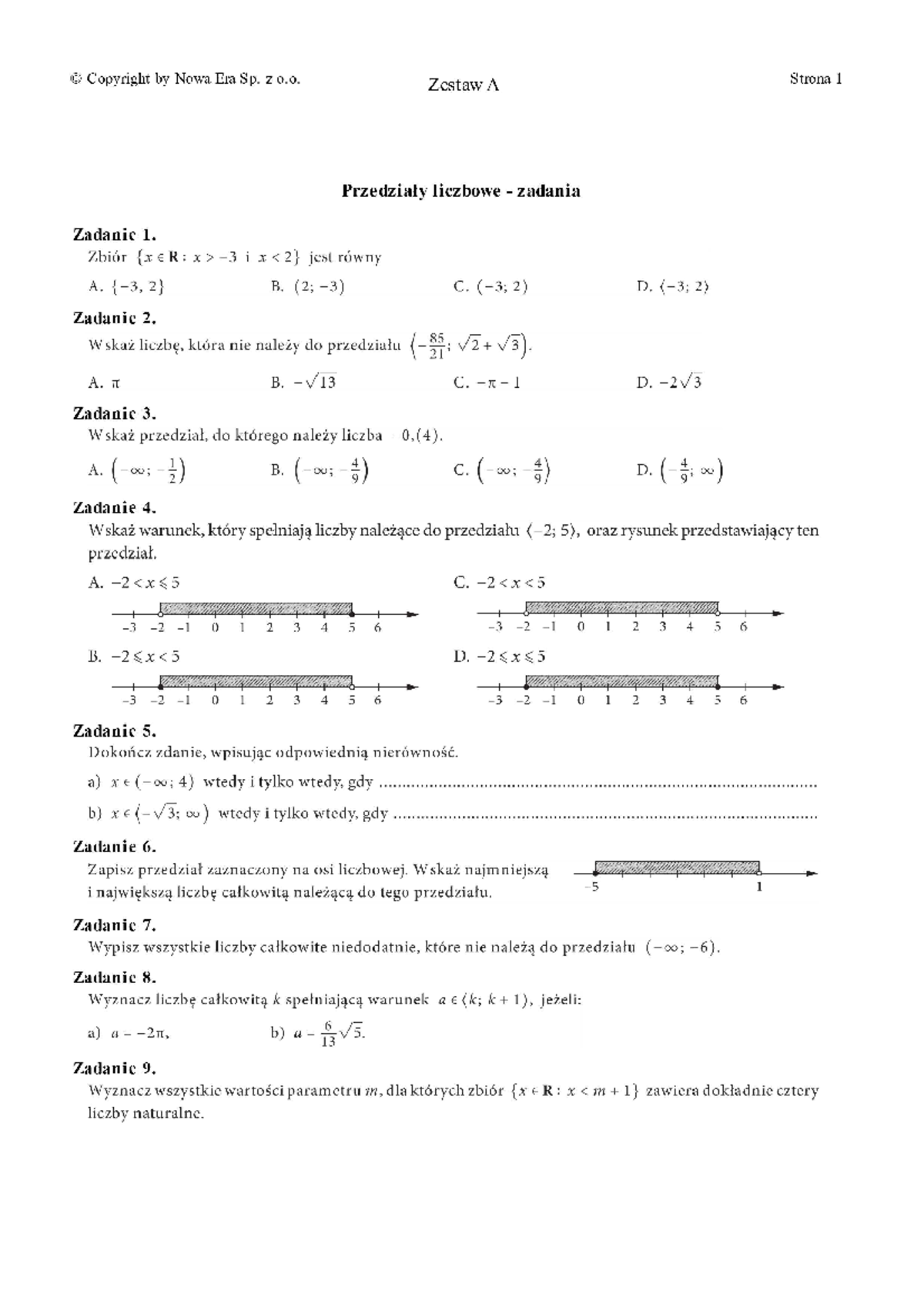 Sprawdzian Matematyka Nowa Era 1 Liceum1 Dział www.studocu.com